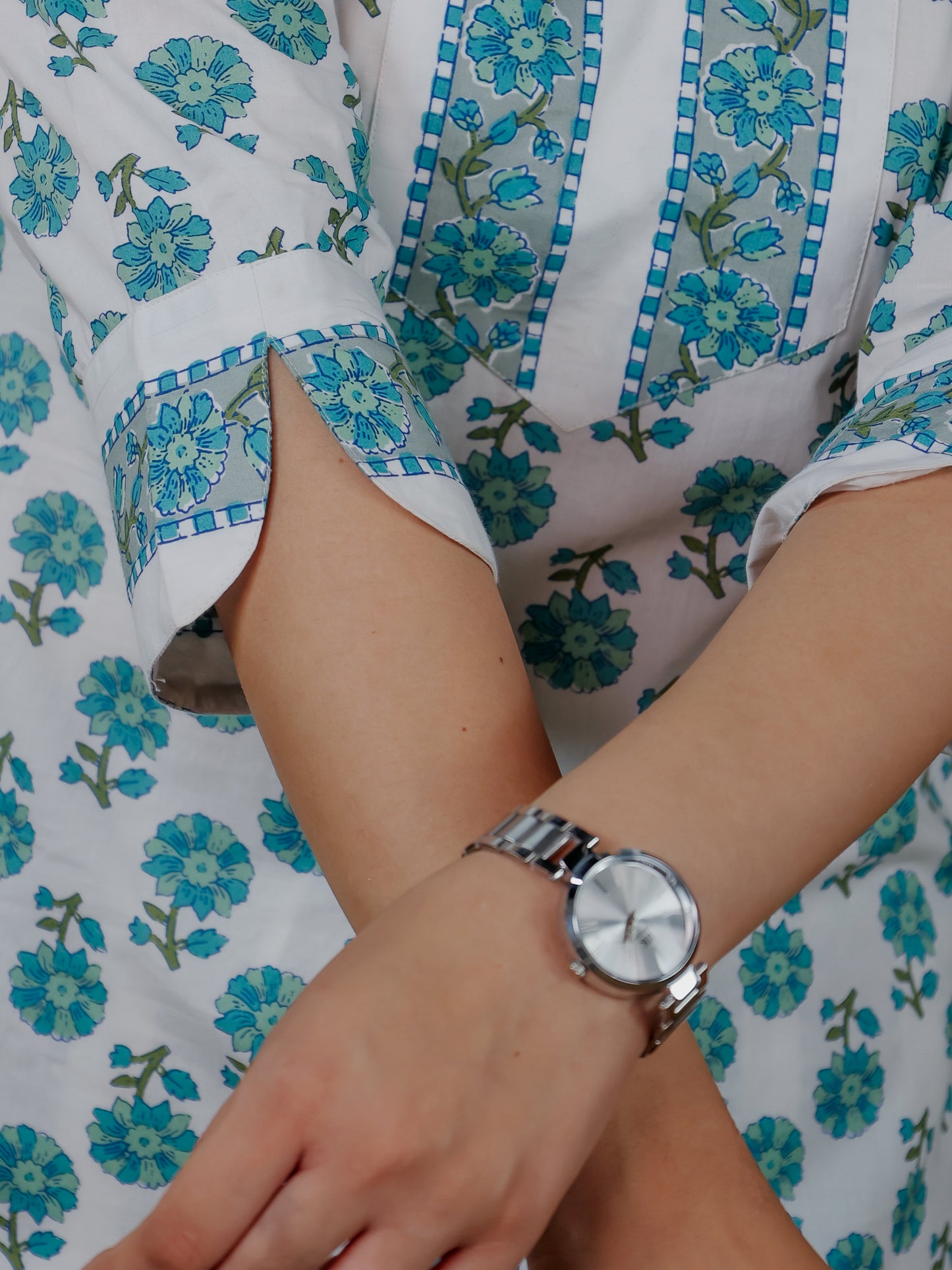 Soft Cotton Floral Straight White Kurta