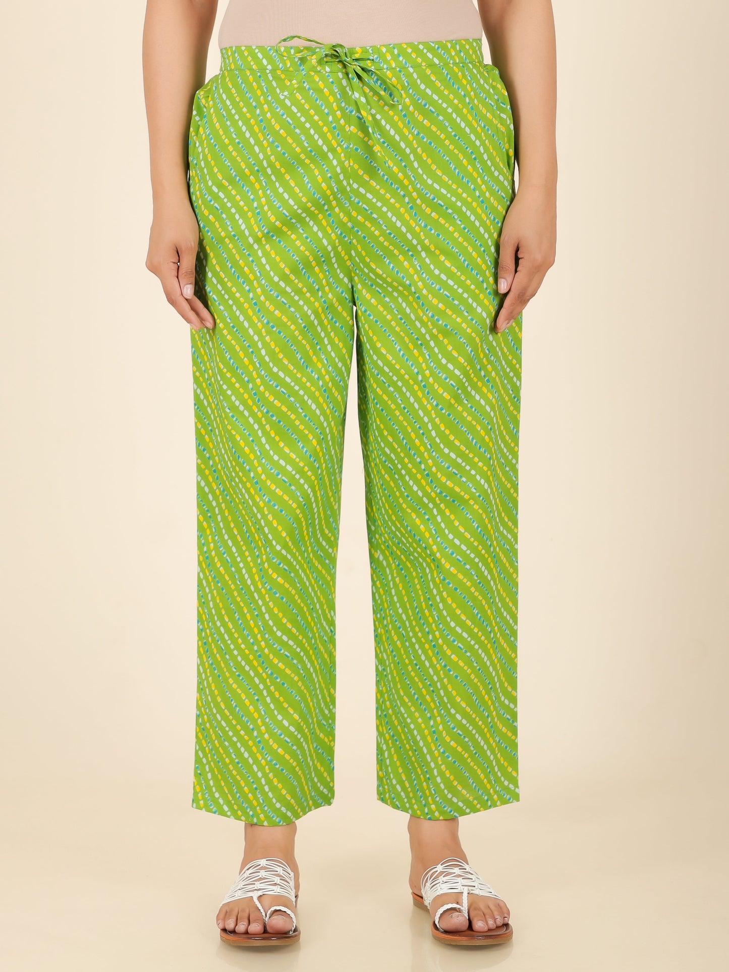 Soft Cotton Bandhani Straight Green Kurta