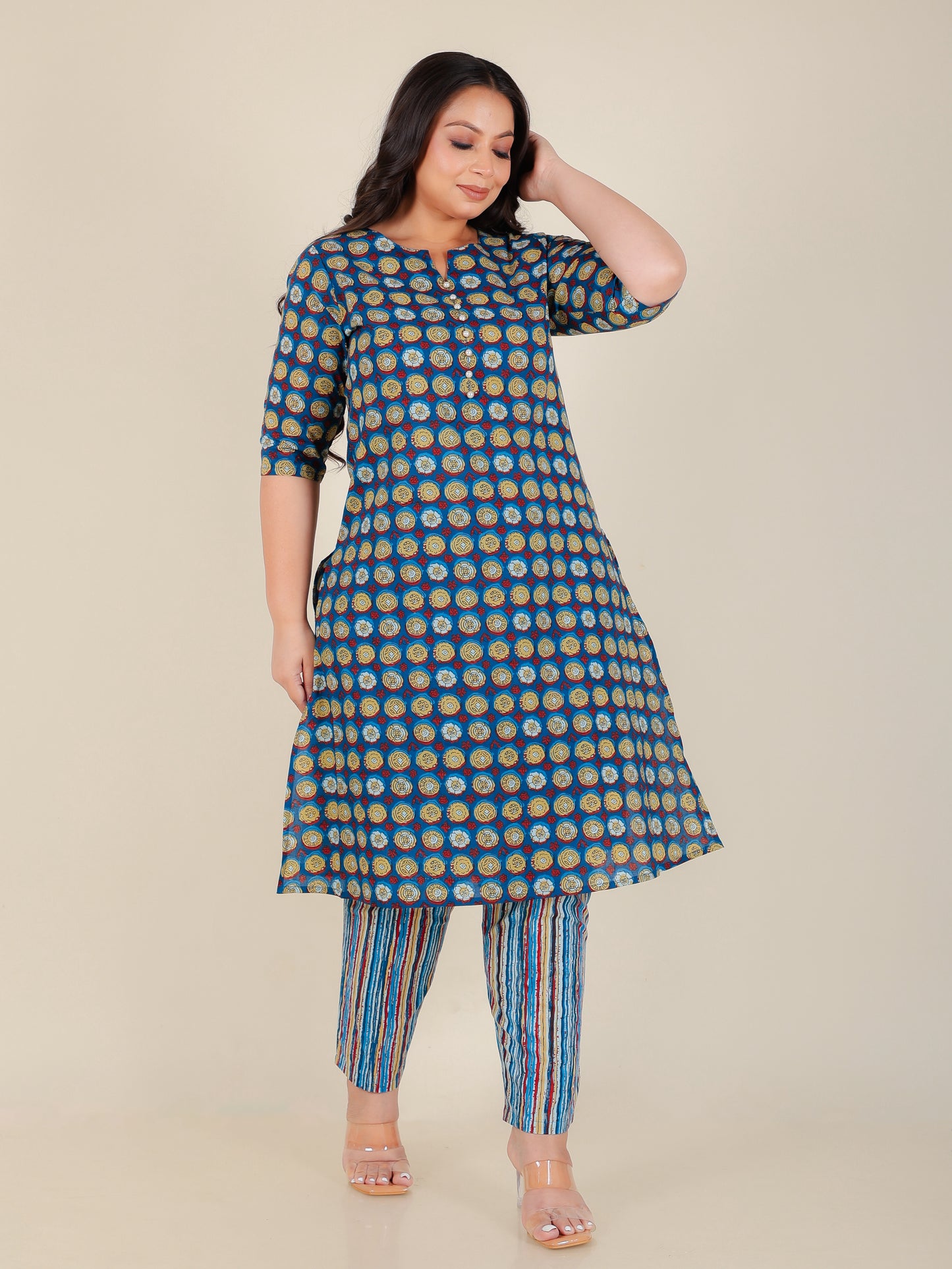 Soft Cotton Geometric Kurta