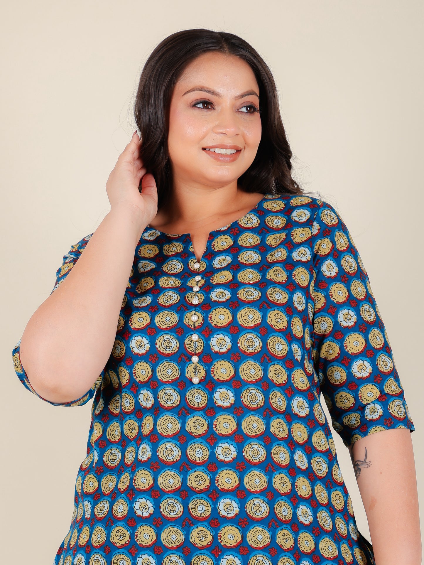 Soft Cotton Geometric Kurta