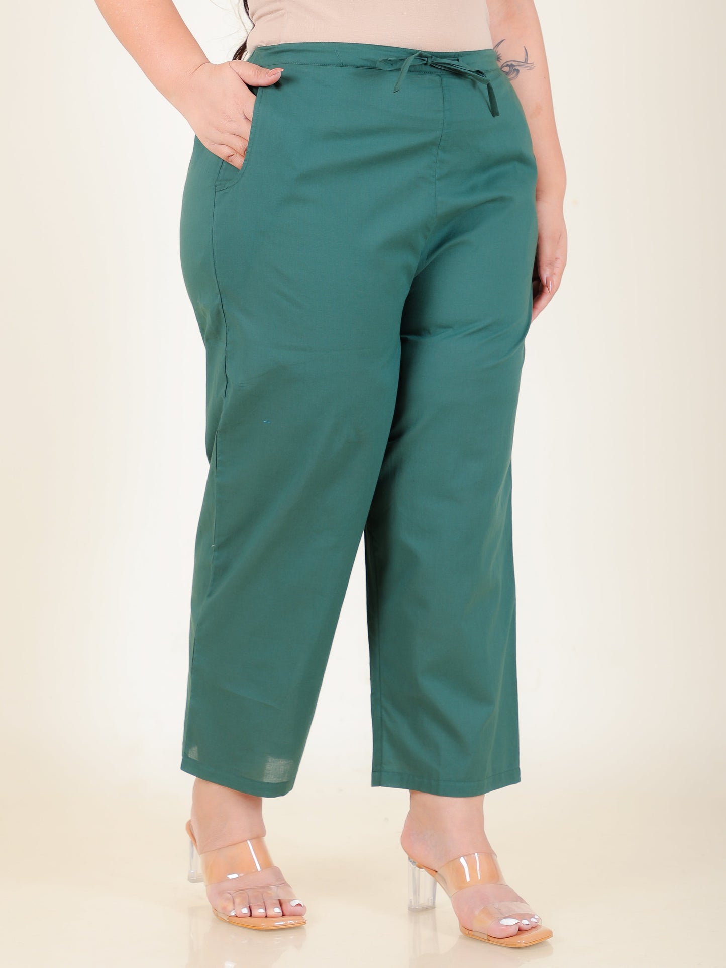 Soft Cotton Solid A-line Green Kurta