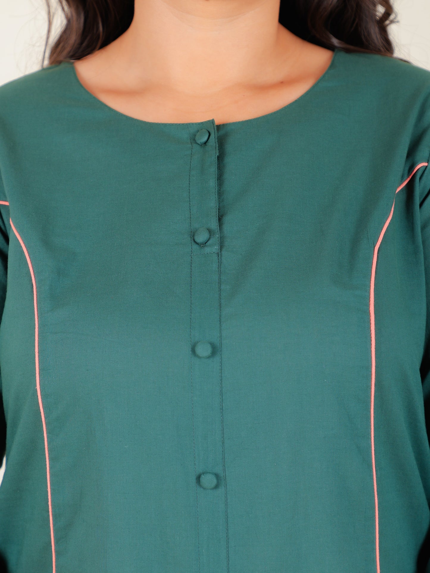 Soft Cotton Solid A-line Green Kurta