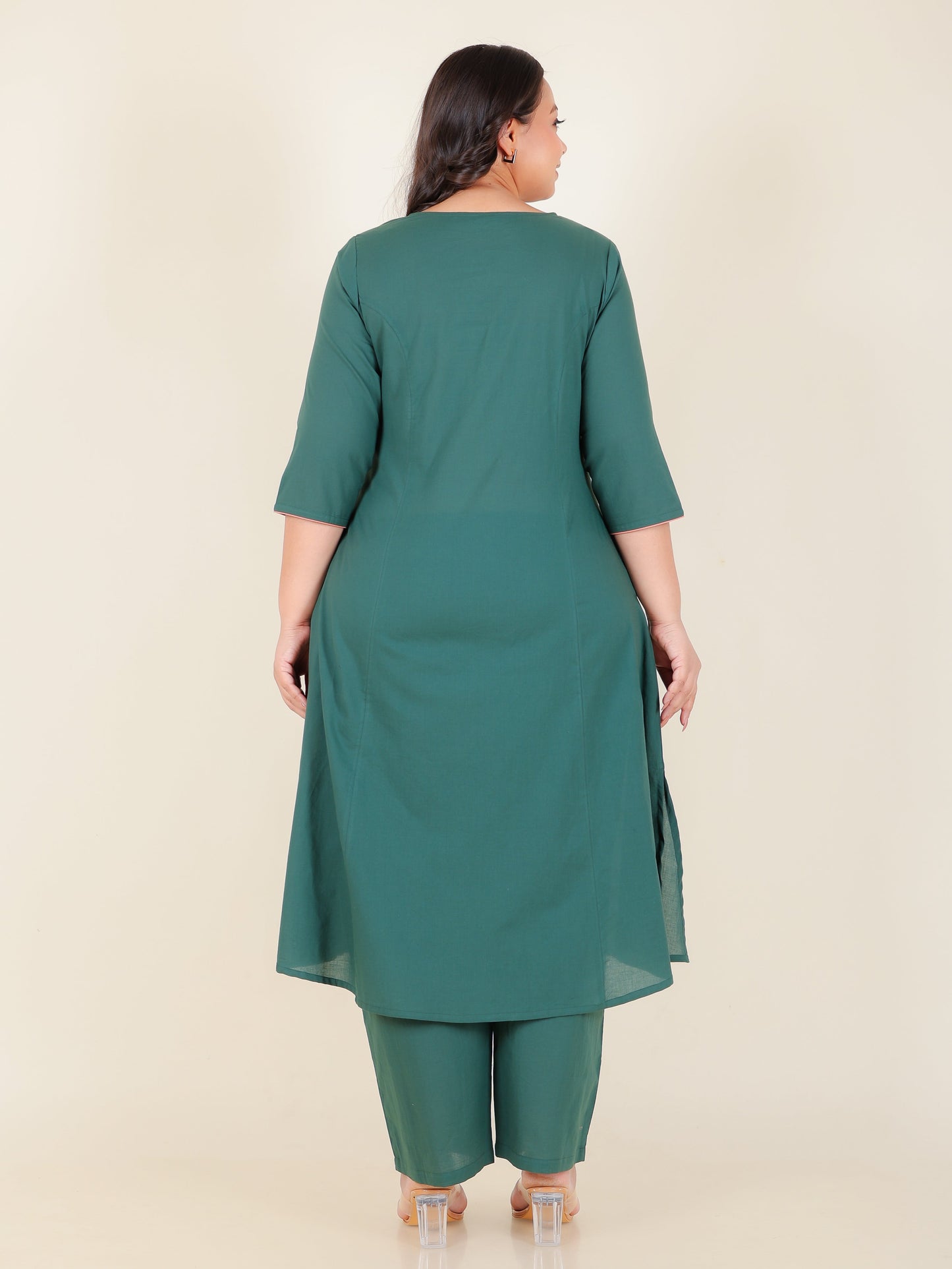 Soft Cotton Solid A-line Green Kurta