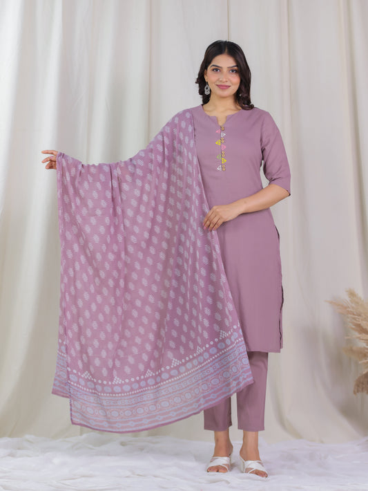 Cotton Voile Butti Purple Dupatta