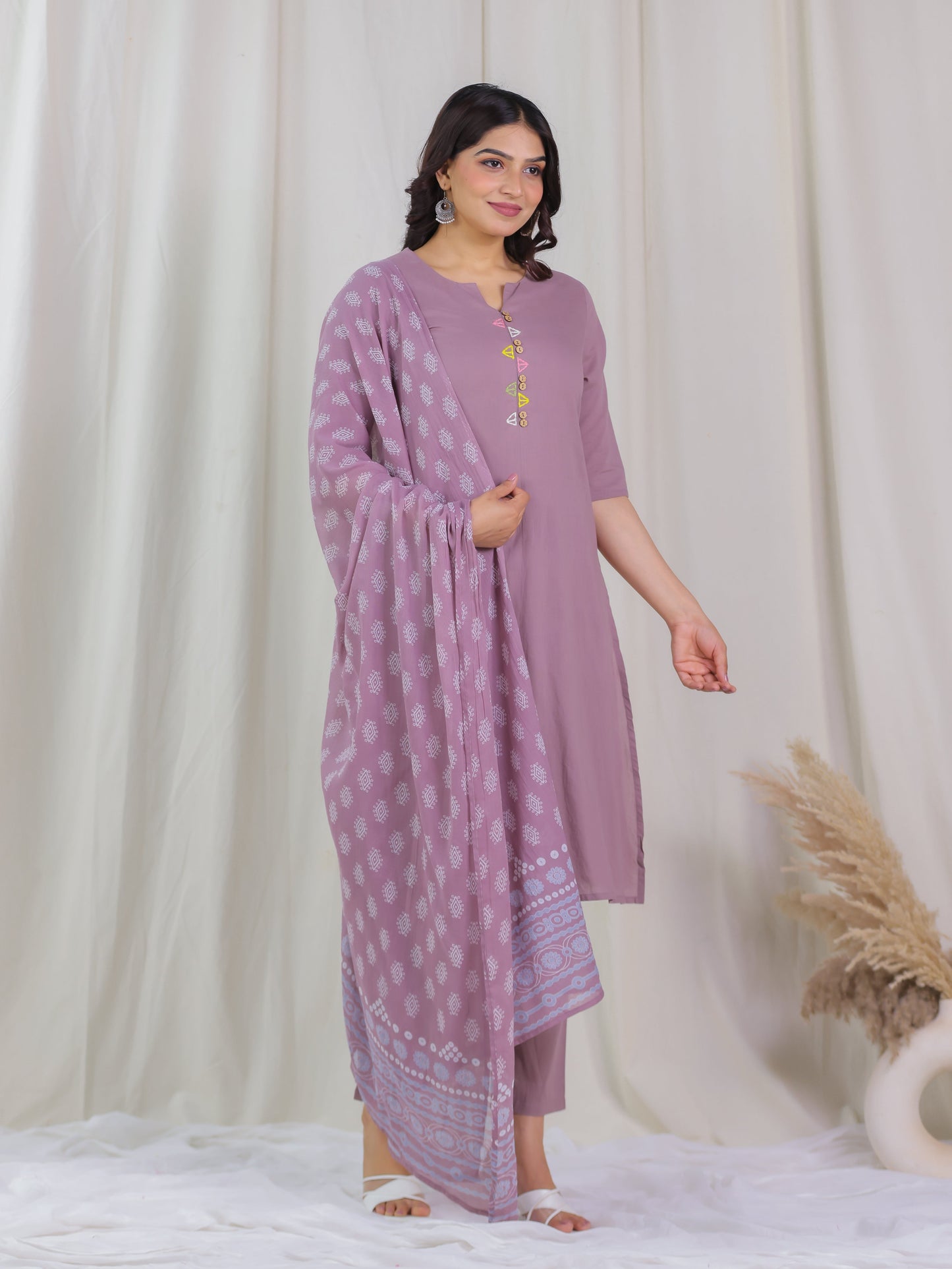 Cotton Voile Butti Purple Dupatta