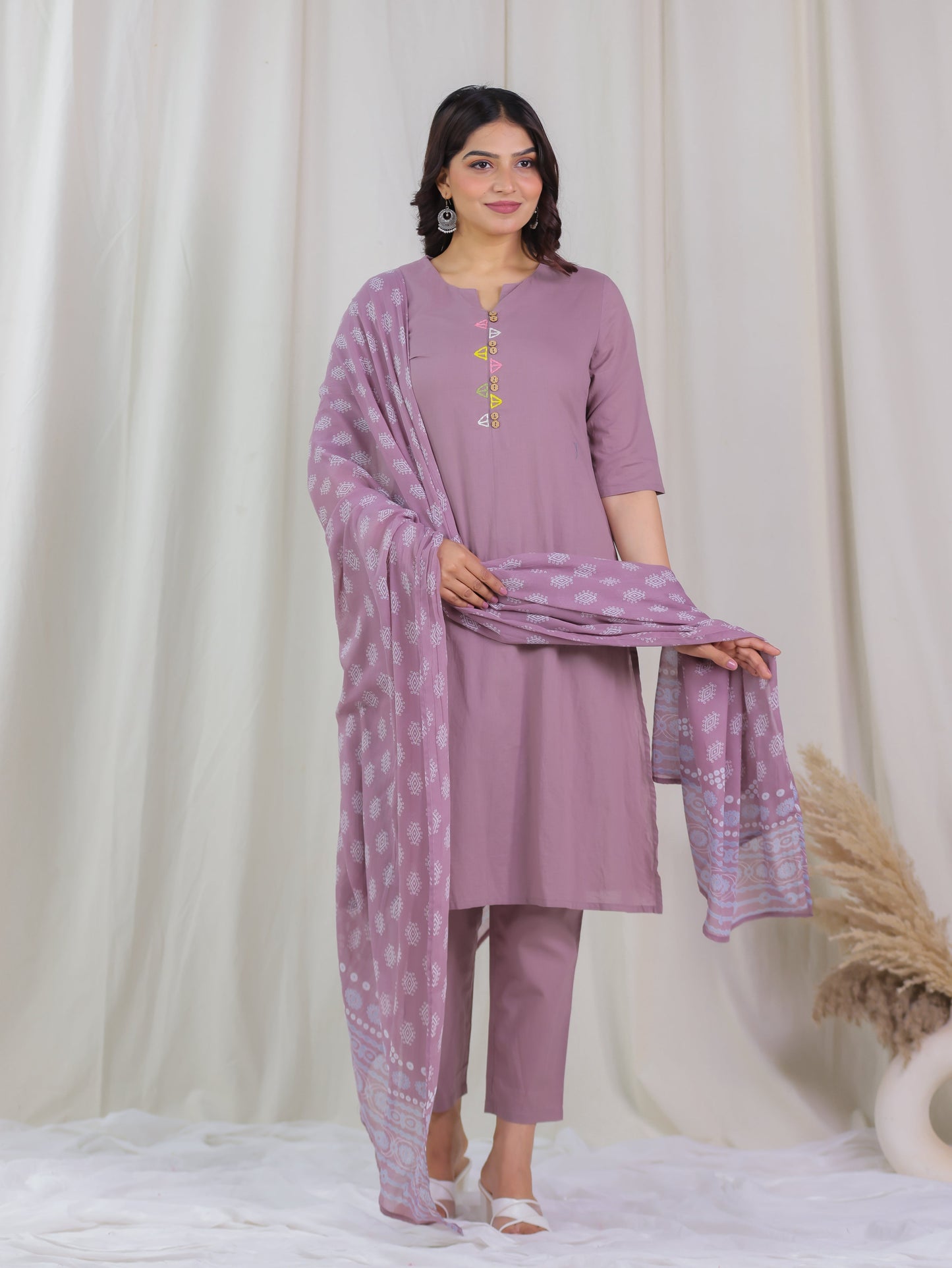 Cotton Voile Butti Purple Dupatta