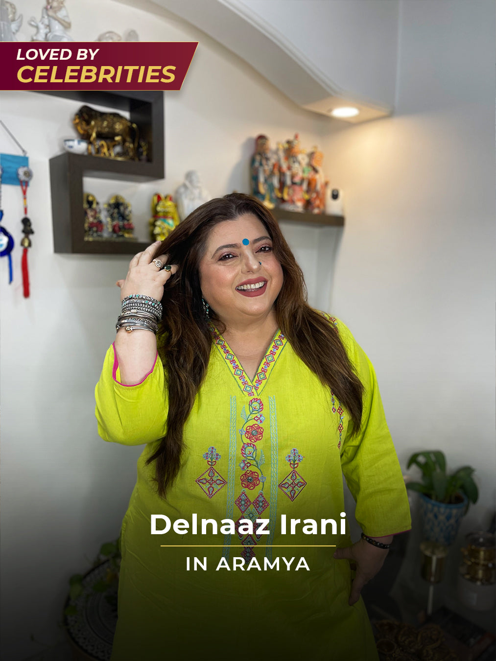 Embroidered Linen Cotton Solid A-line Lime Green Kurta