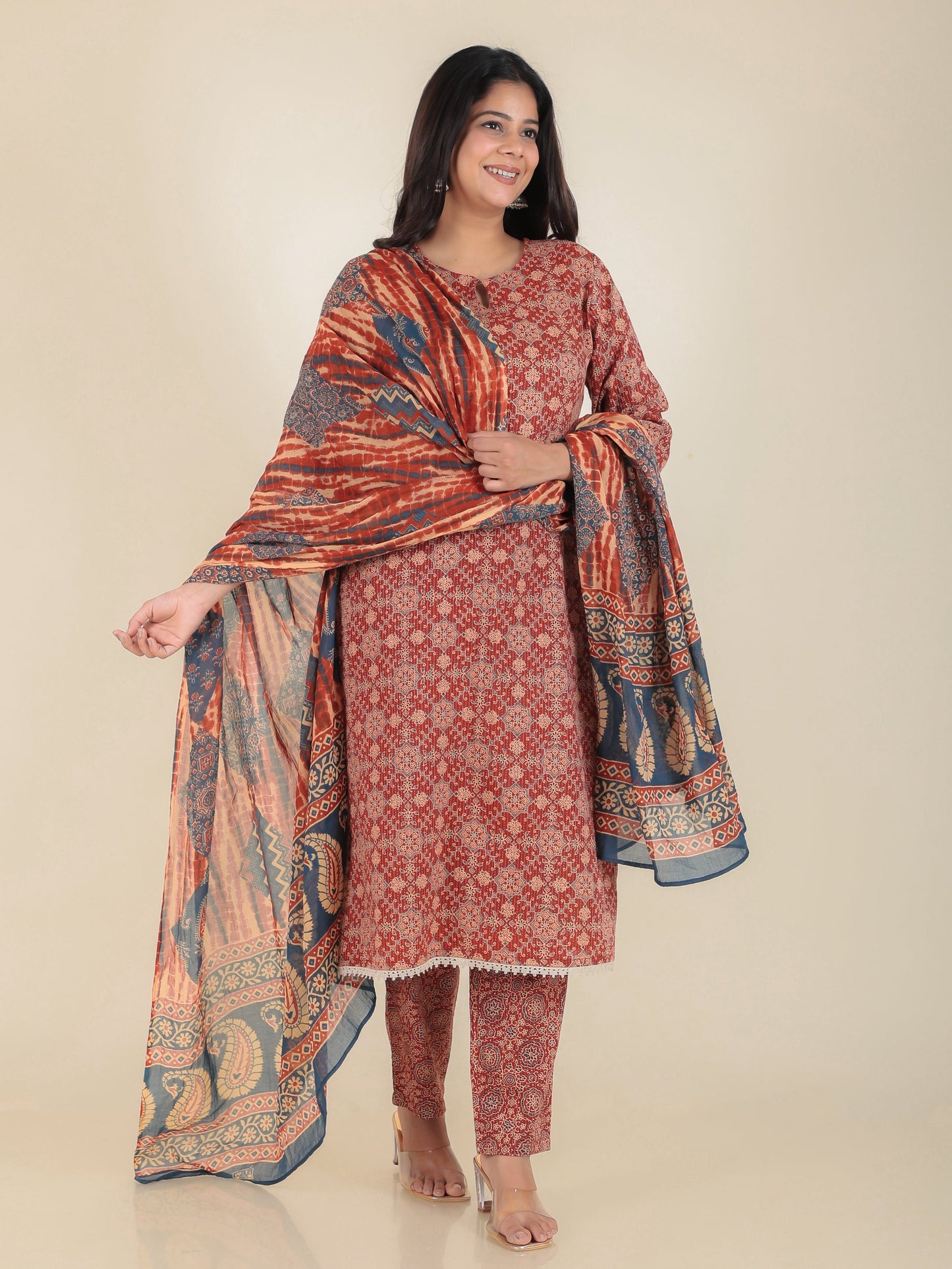 Cotton Voile Tie-Dye Rust Dupatta