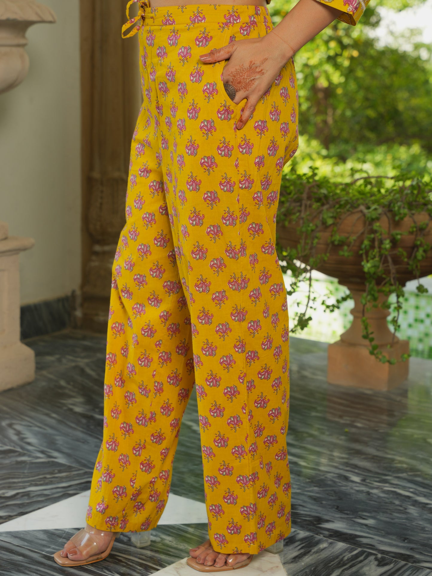 Soft Cotton Floral Straight Yellow Kurta