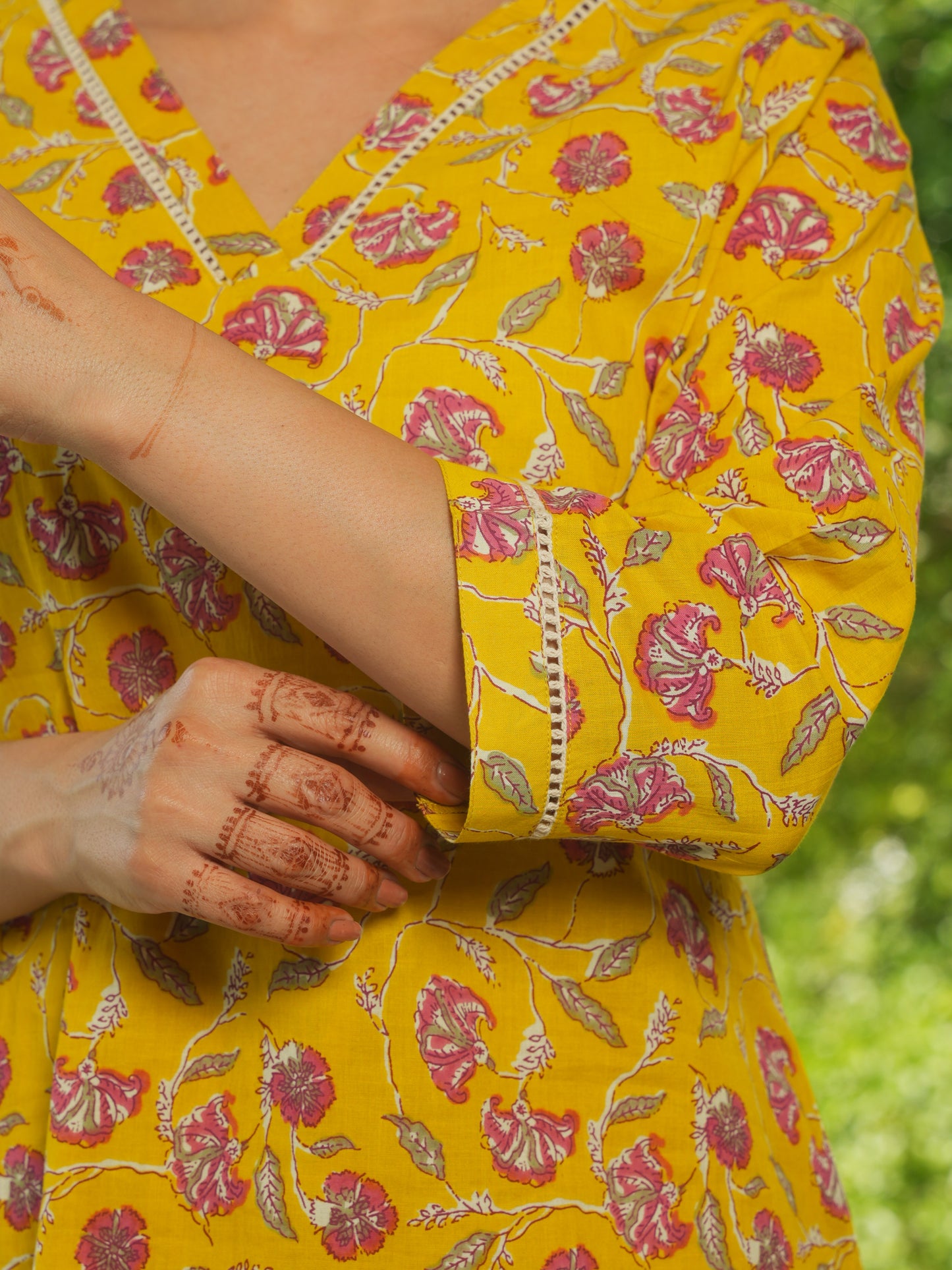 Soft Cotton Floral Straight Yellow Kurta