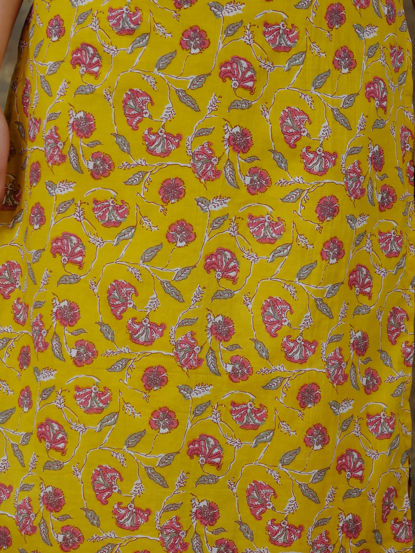 Soft Cotton Floral Straight Yellow Kurta