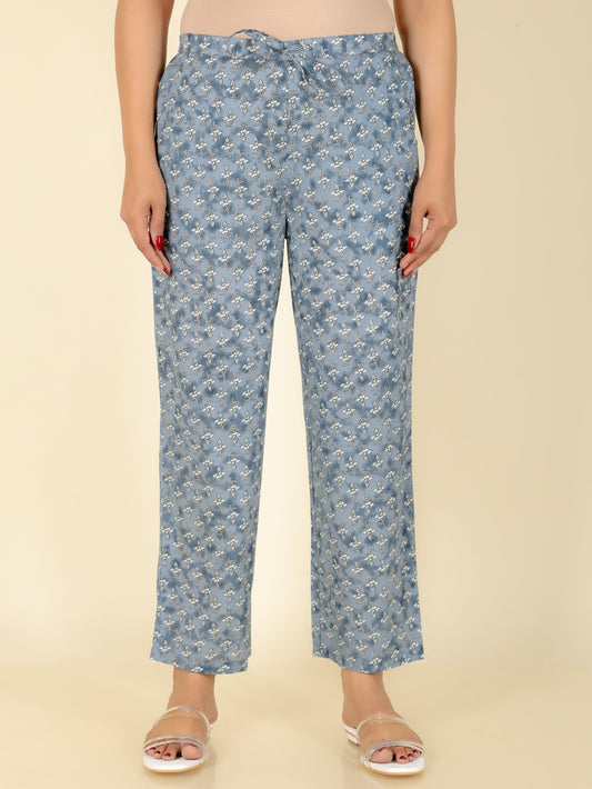 Soft Cotton Floral Multicolor Straight Trousers