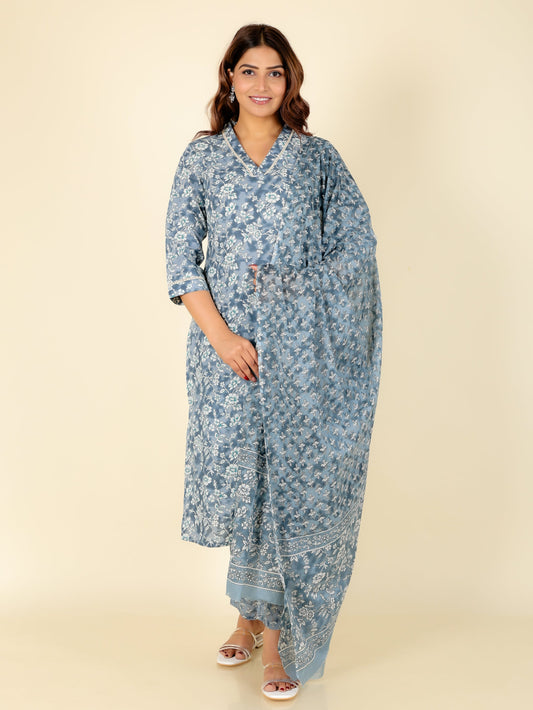 Soft Cotton Floral Straight Multicolor Kurta