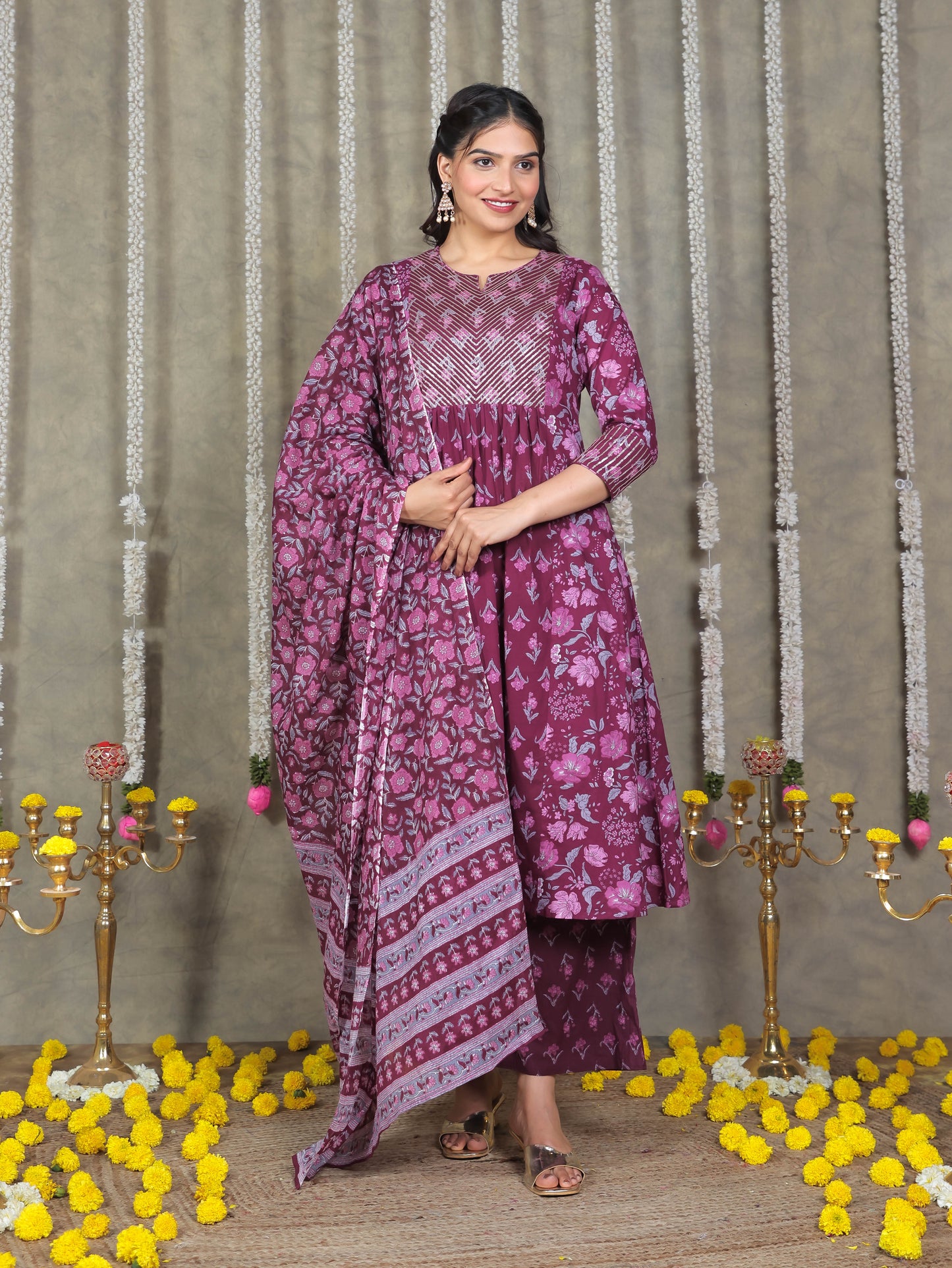 Cotton Voile Striped Purple Dupatta