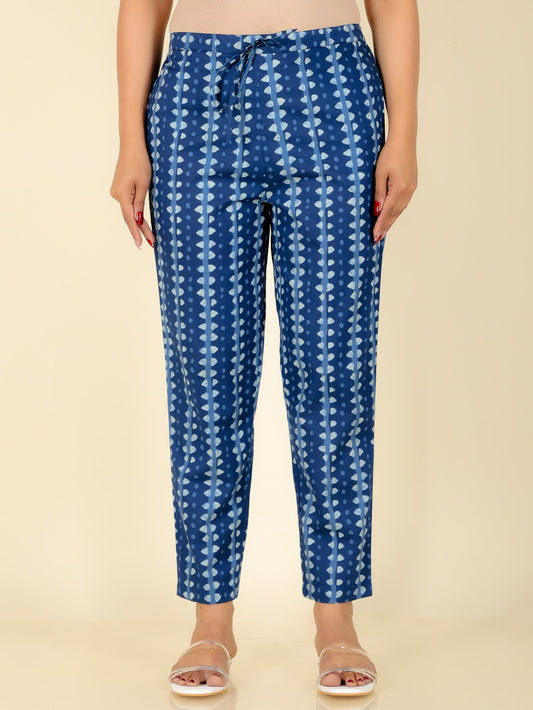 Soft Cotton Striped Blue Trousers  Tapered Trousers