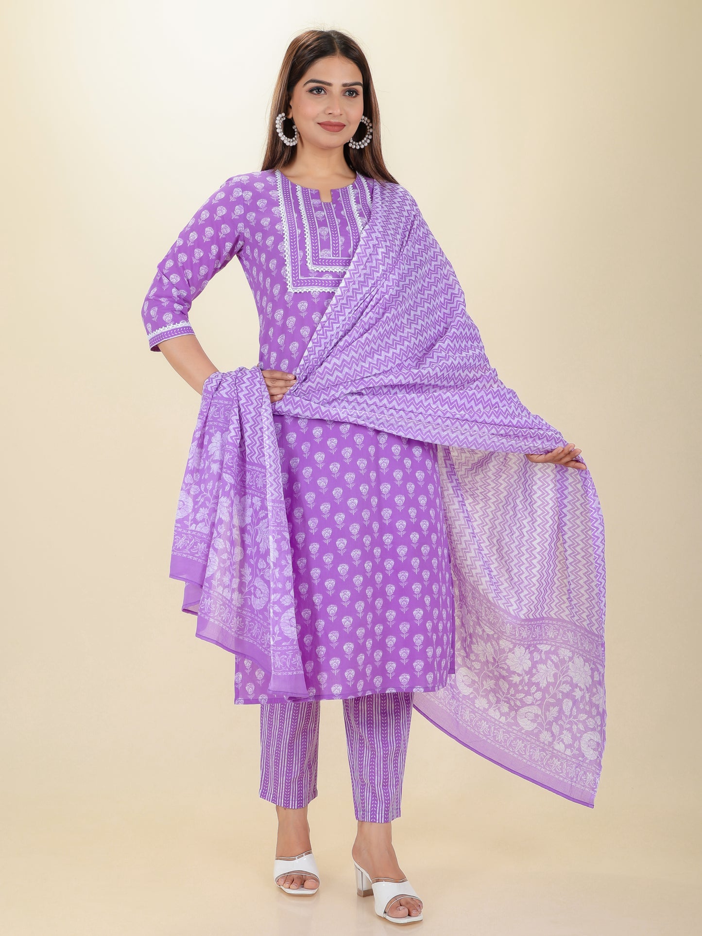 Voile Cotton Cheveron Dupatta