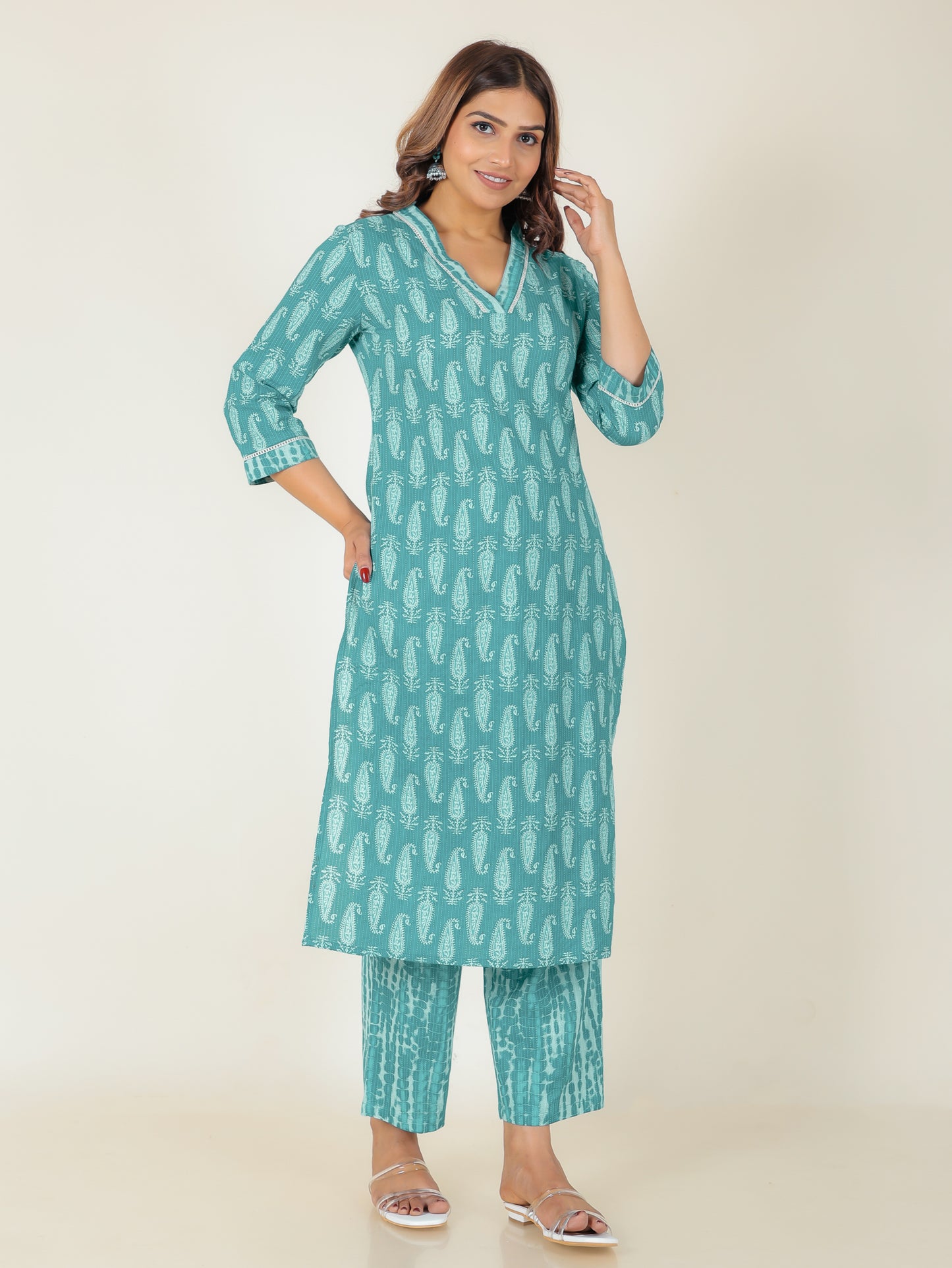 Kantha Cotton Paisley Kurta