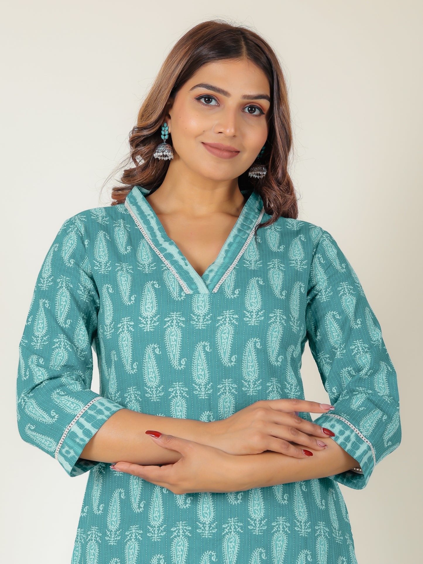 Kantha Cotton Paisley Kurta