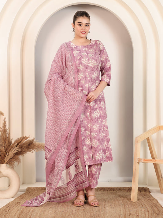 Cotton Voile Striped Mauve Dupatta