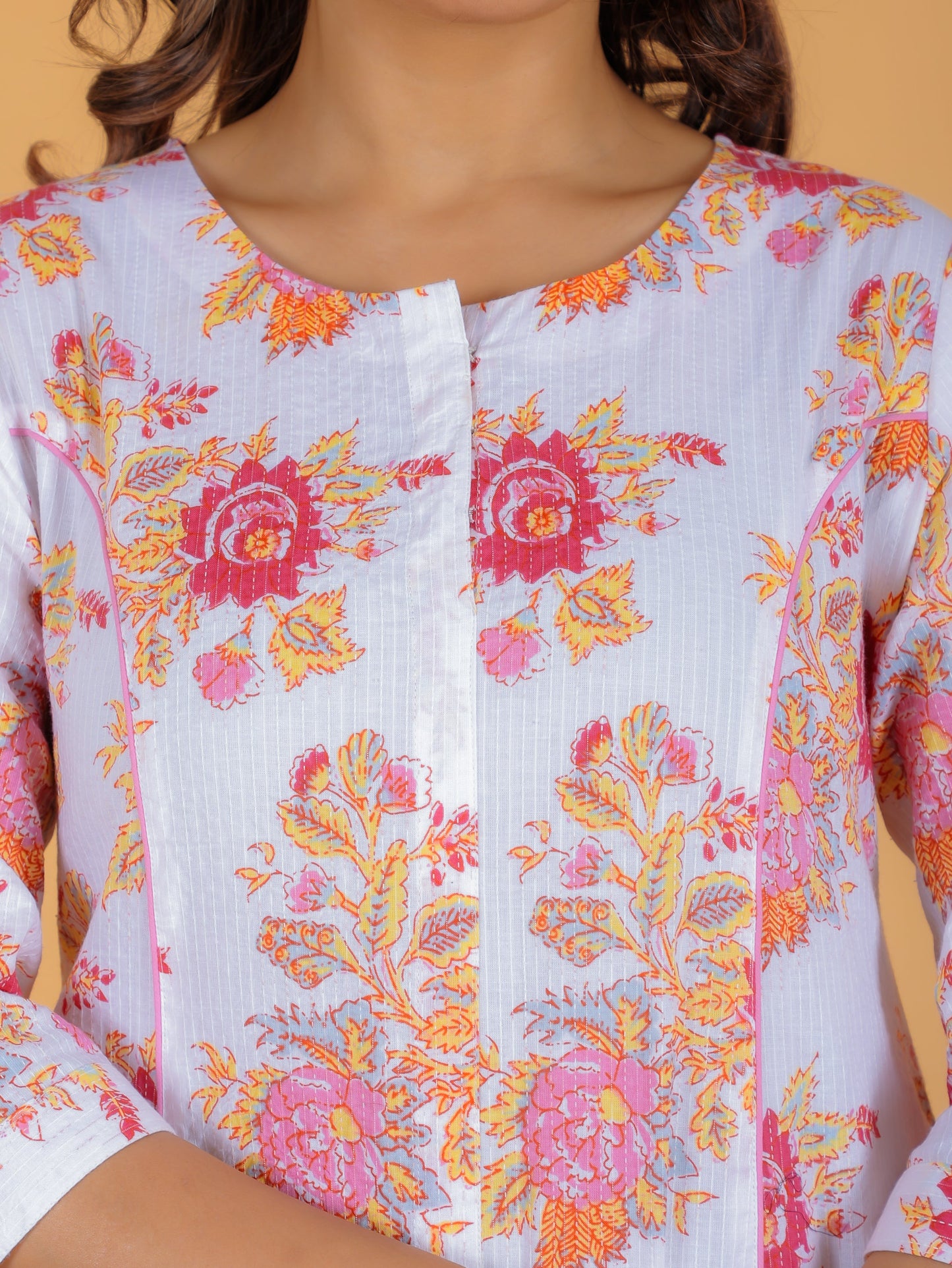 Kantha Cotton Floral Kurta