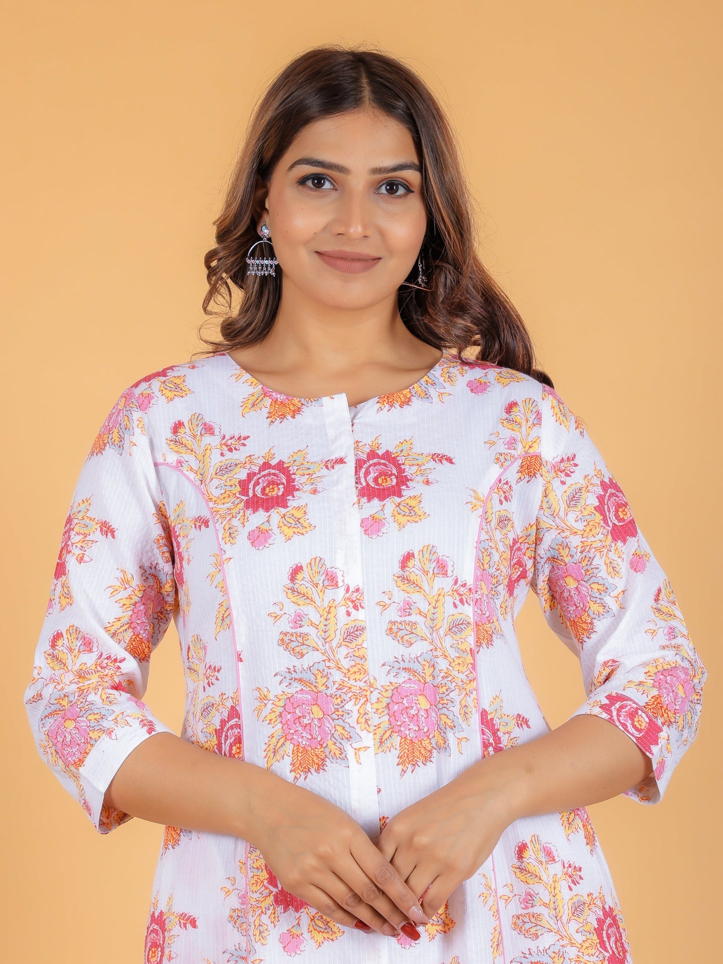 Kantha Cotton Floral Kurta