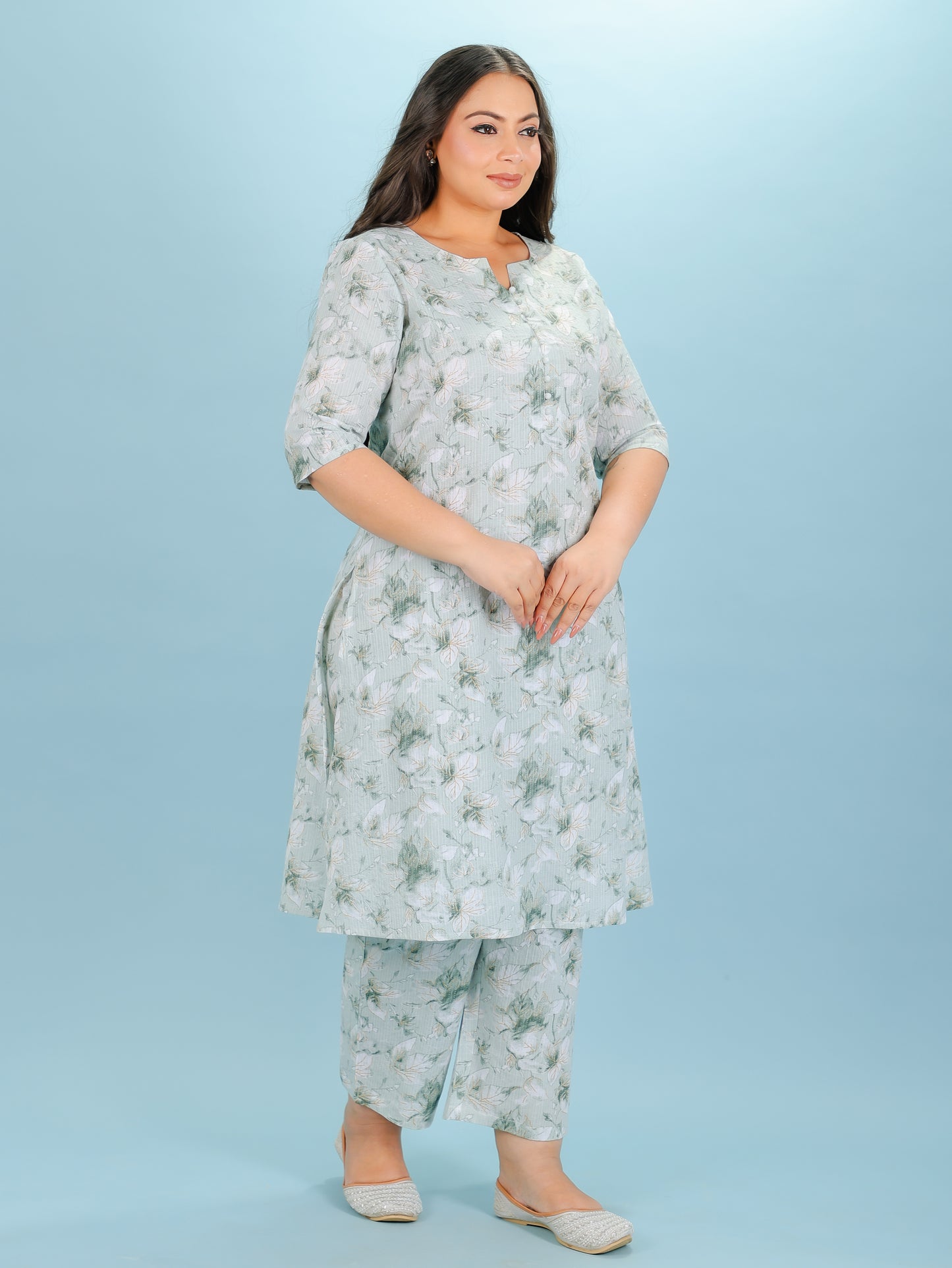 Kantha Cotton Floral Kurta