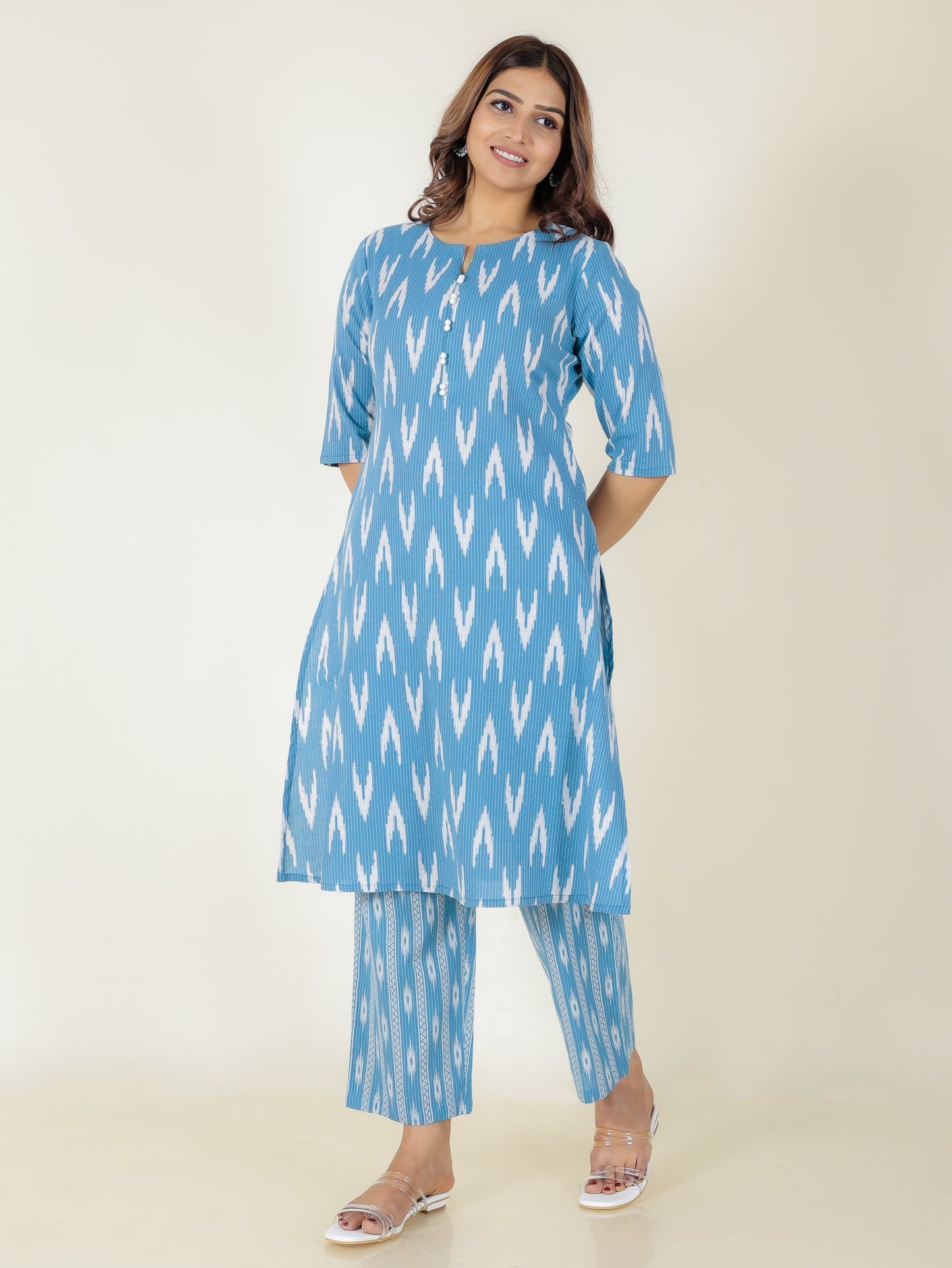 Kantha Cotton Ikat Kurta