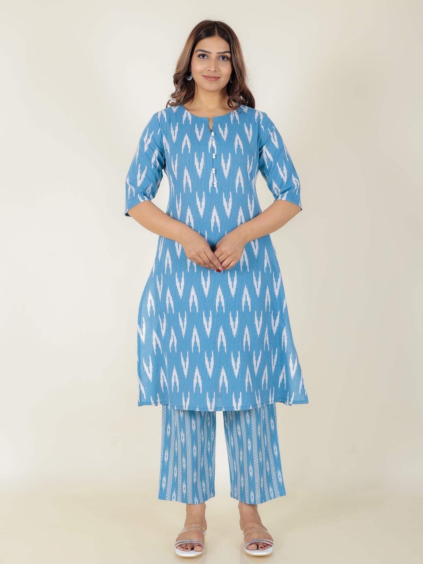 Kantha Cotton Ikat Kurta