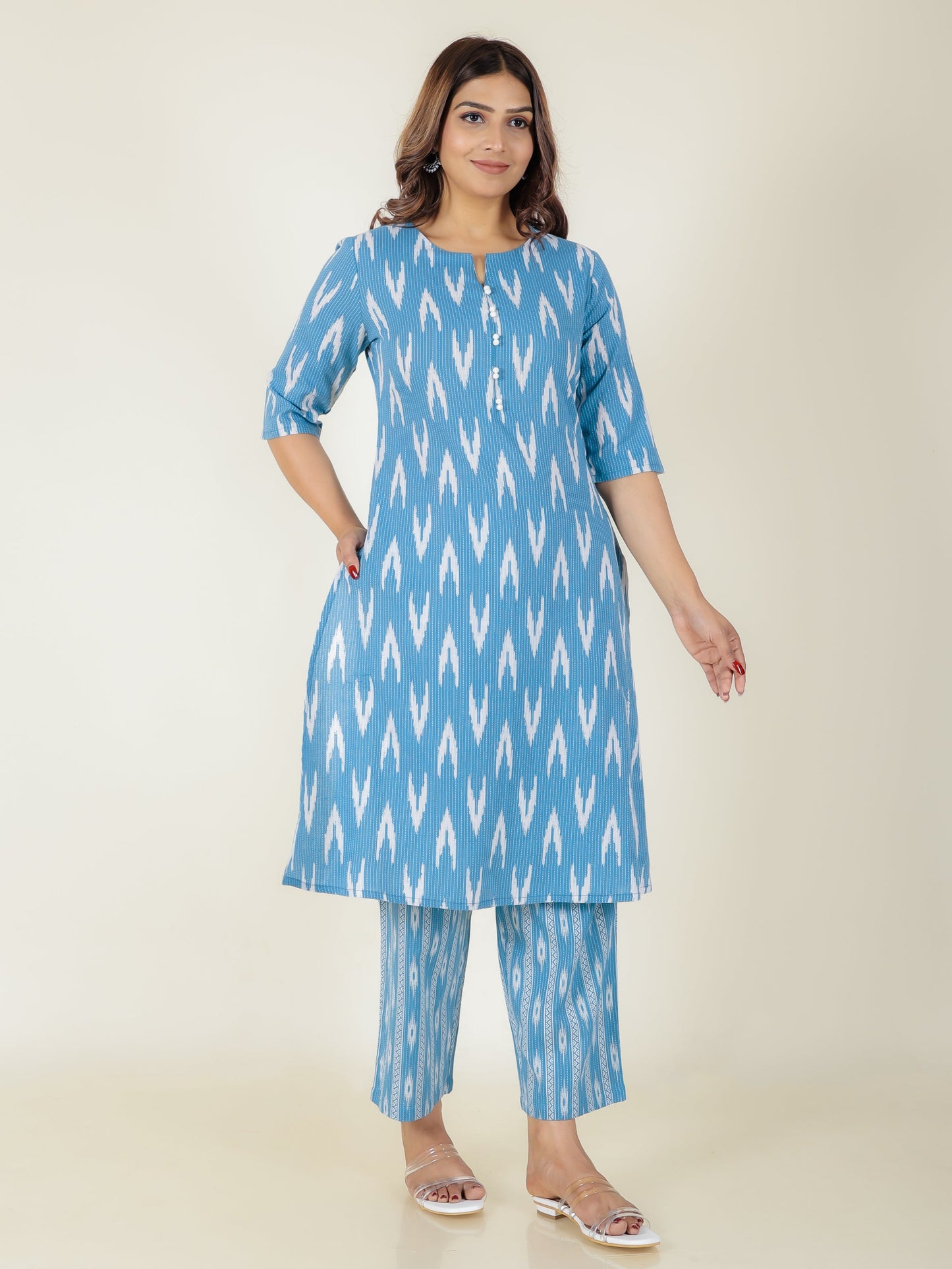 Kantha Cotton Ikat Kurta