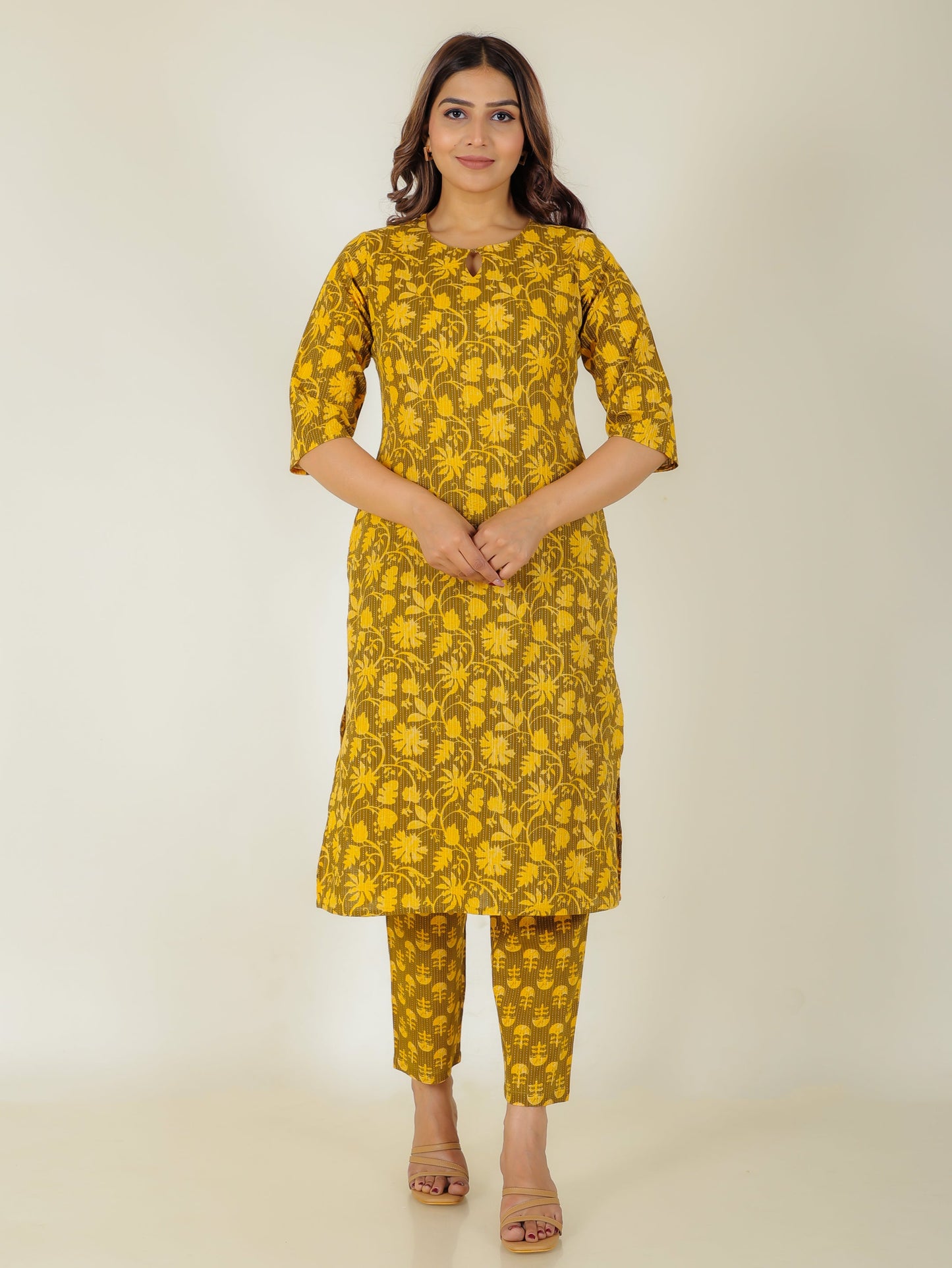 Kantha Cotton Floral Kurta