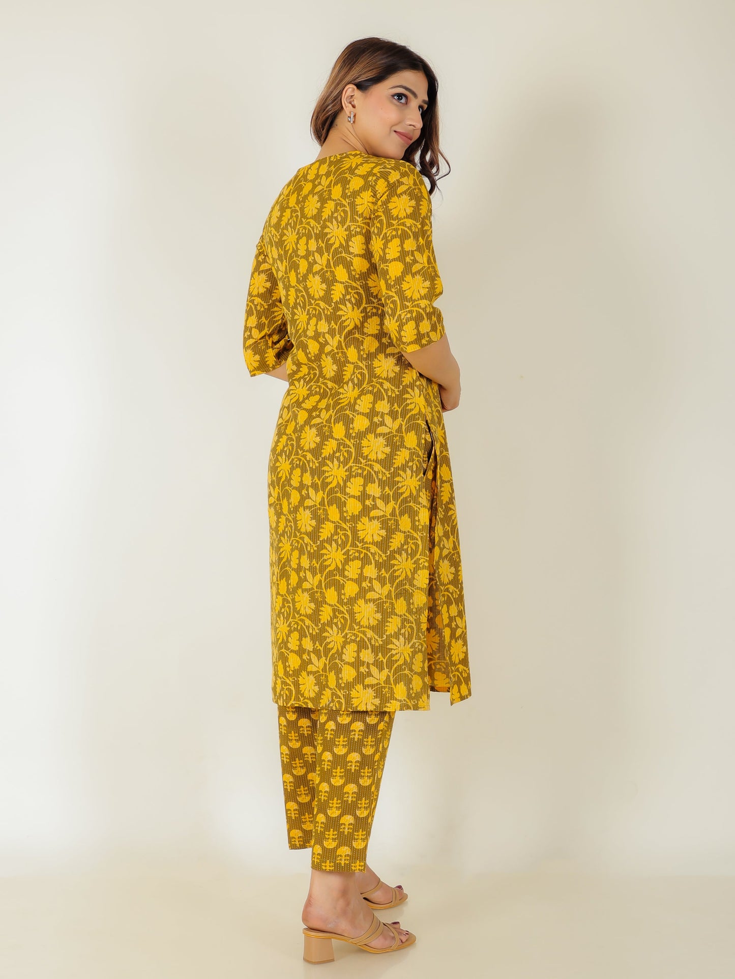 Kantha Cotton Floral Kurta