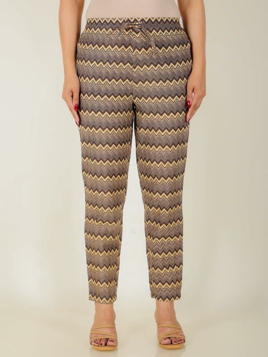 Soft Cotton Chevron Black Tapered Trousers