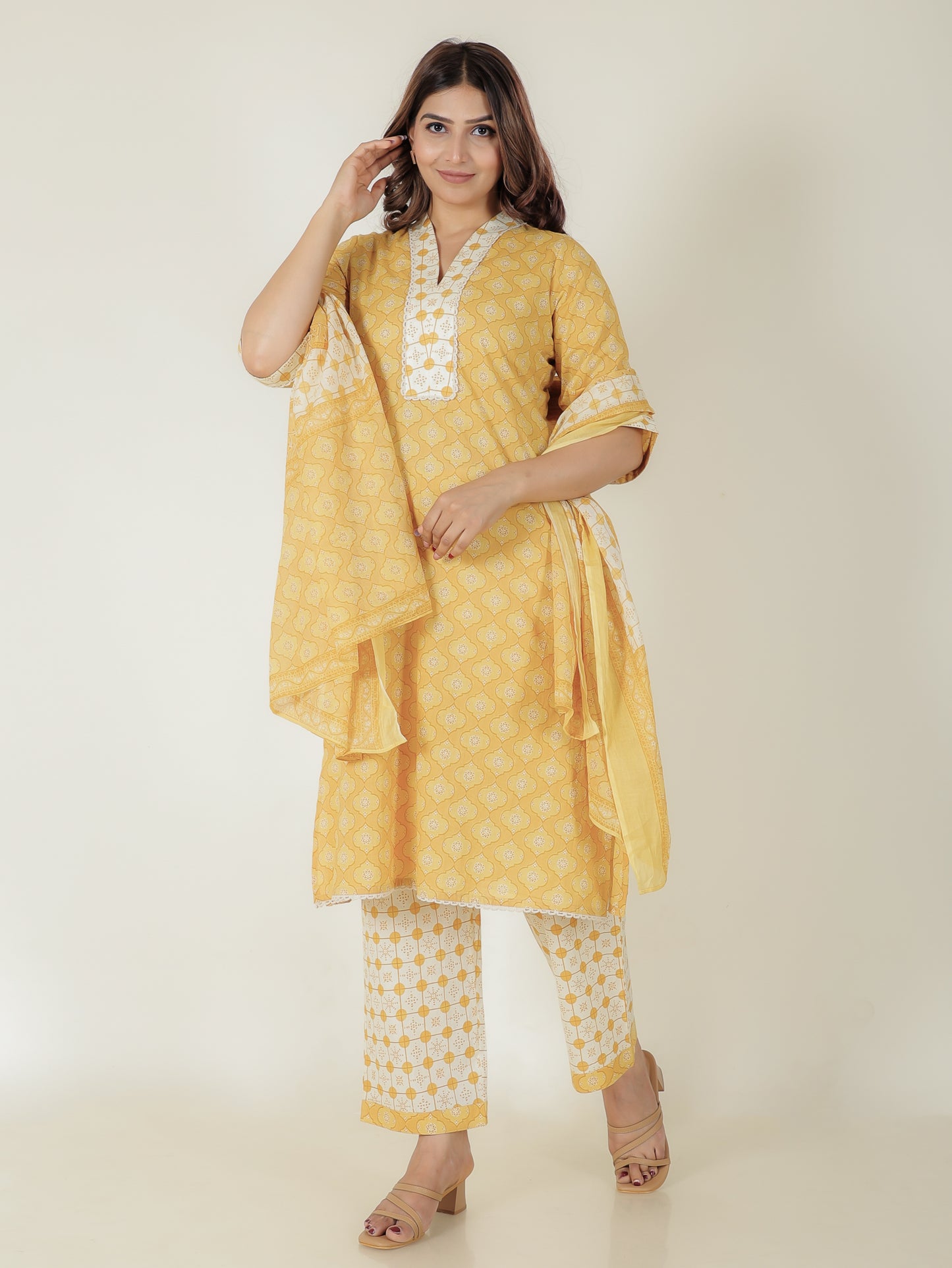 Soft Cotton Geometric Kurta