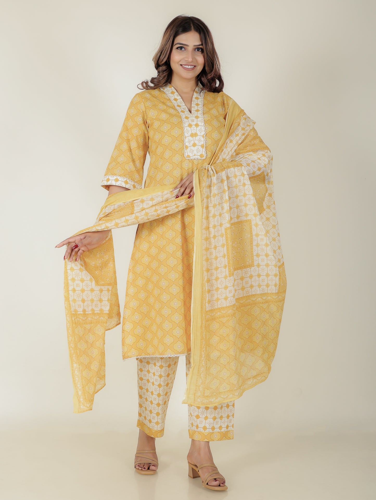 Soft Cotton Geometric Kurta