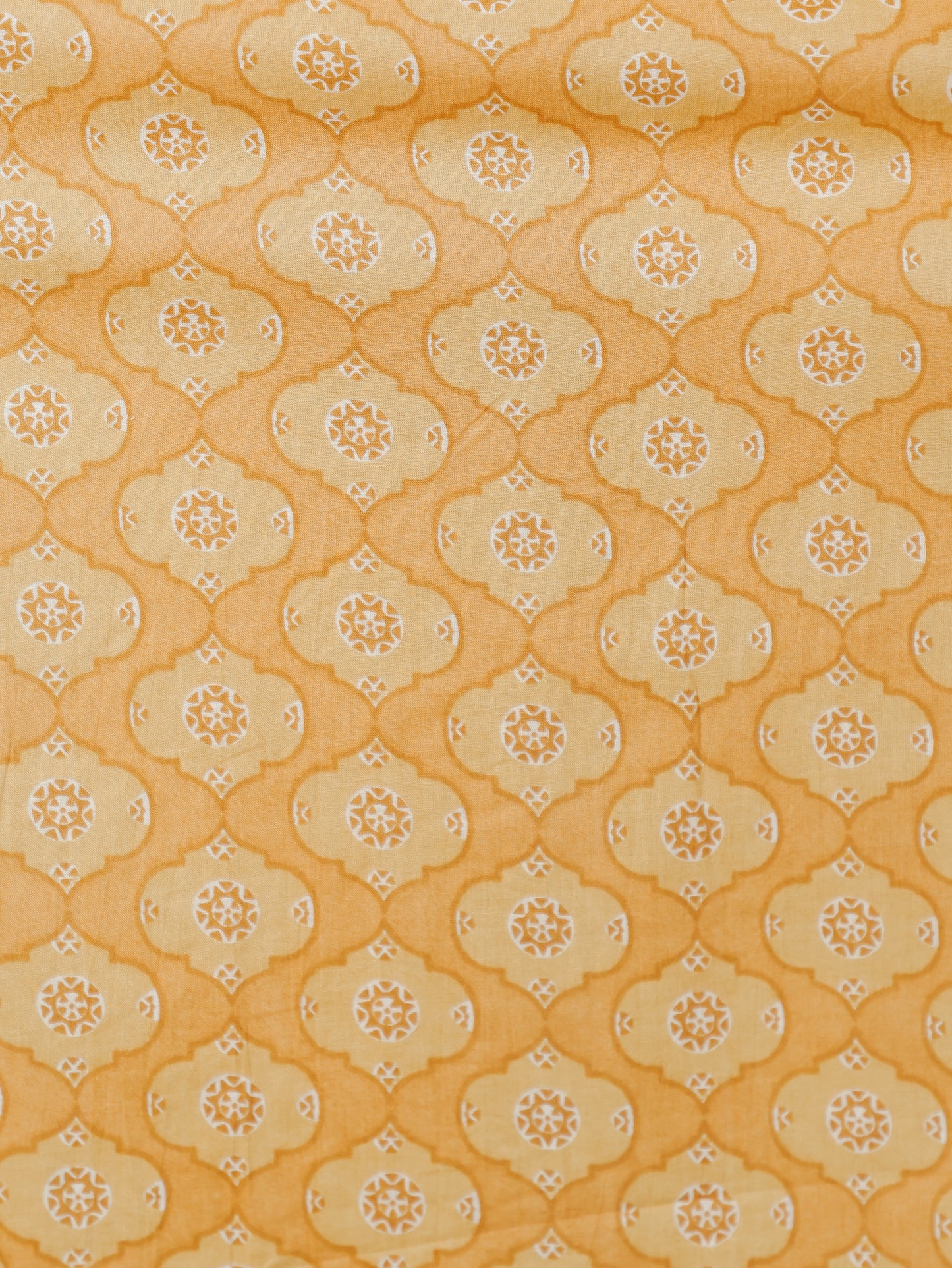 Embroidered Soft Cotton Geometric A-line Yellow Kurta