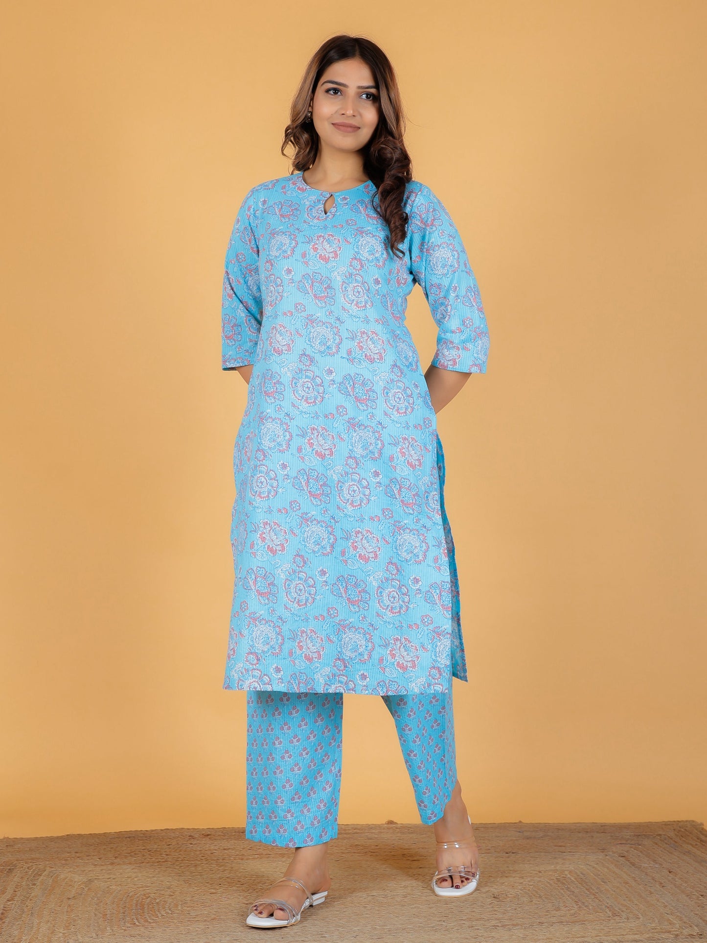 Kantha Cotton Floral Kurta