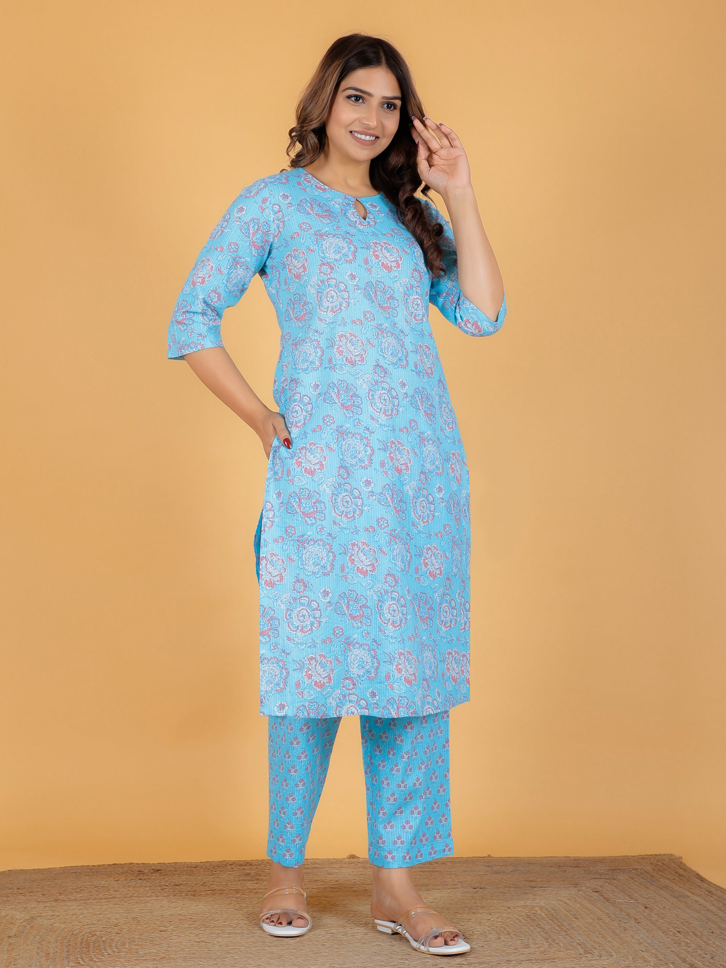 Kantha Cotton Floral Kurta