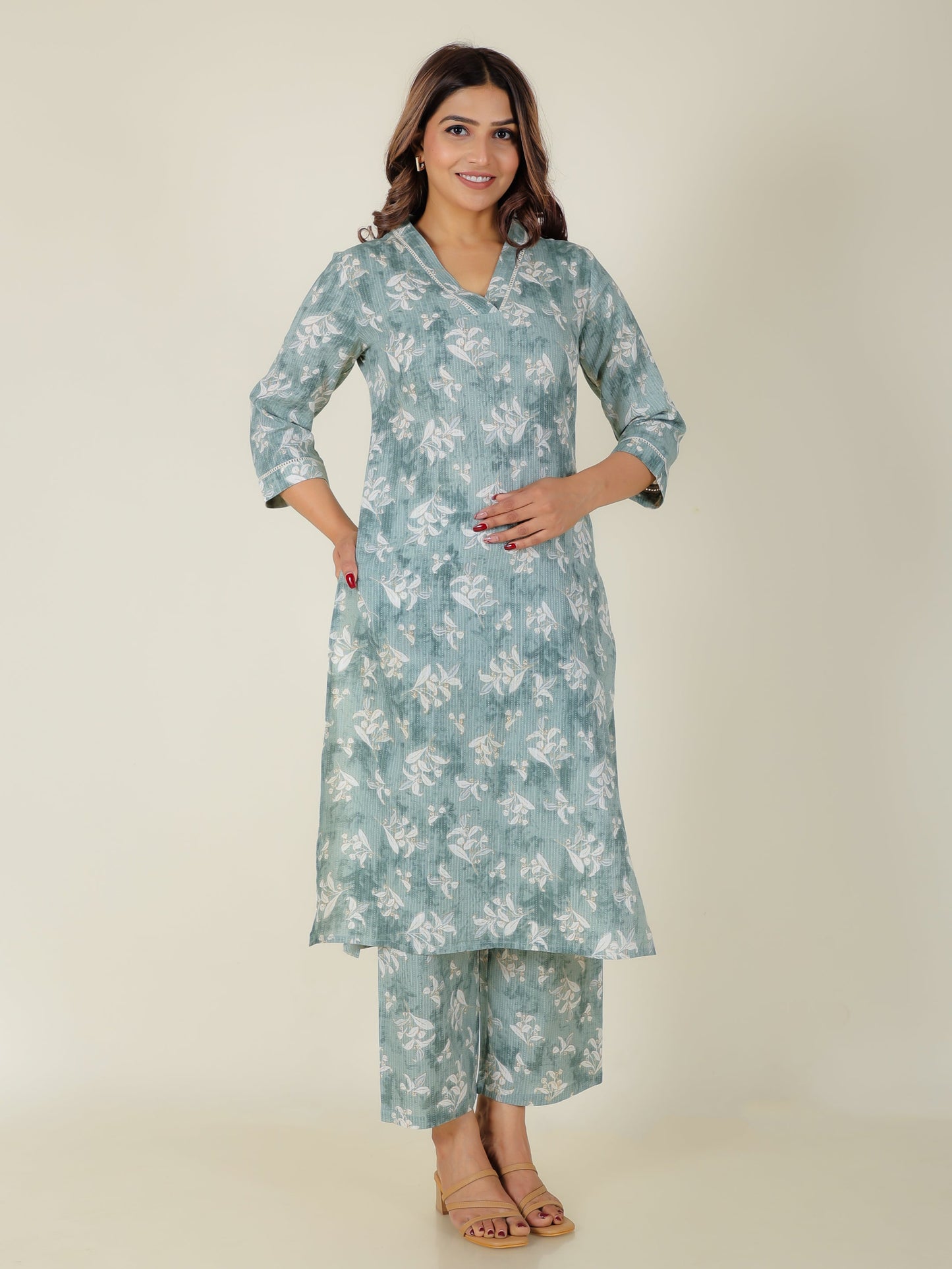 Kantha Cotton Floral Kurta