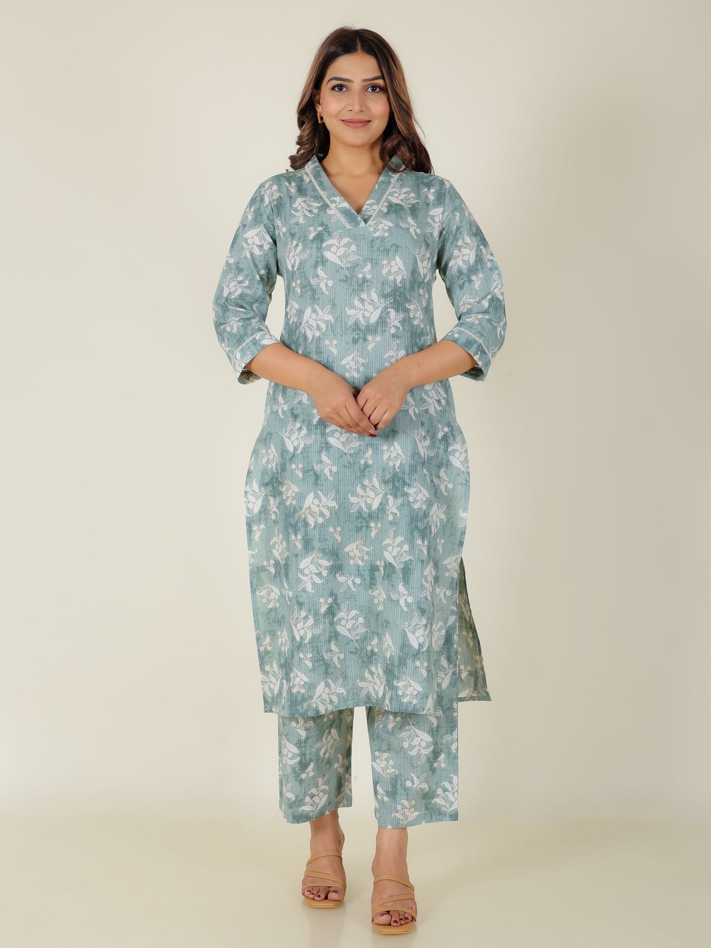 Kantha Cotton Floral Kurta