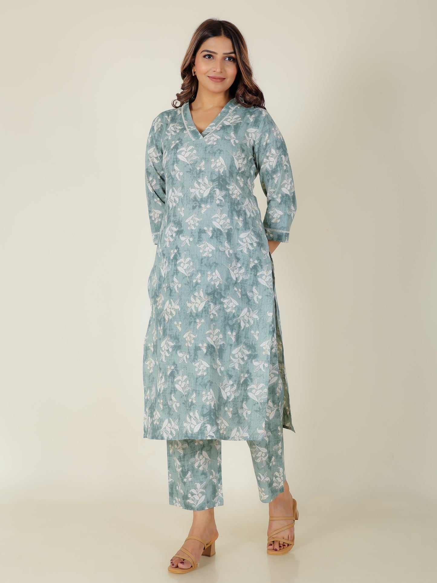 Kantha Cotton Floral Kurta