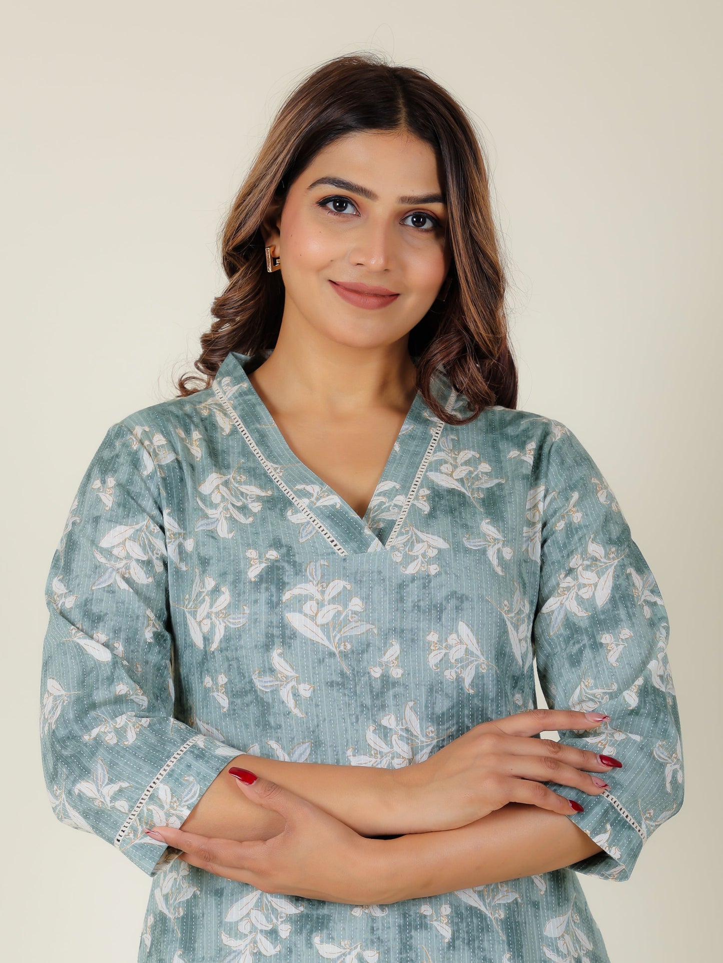 Kantha Cotton Floral Kurta