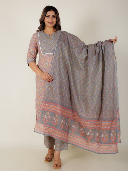 Voile Cotton Chevron Dupatta