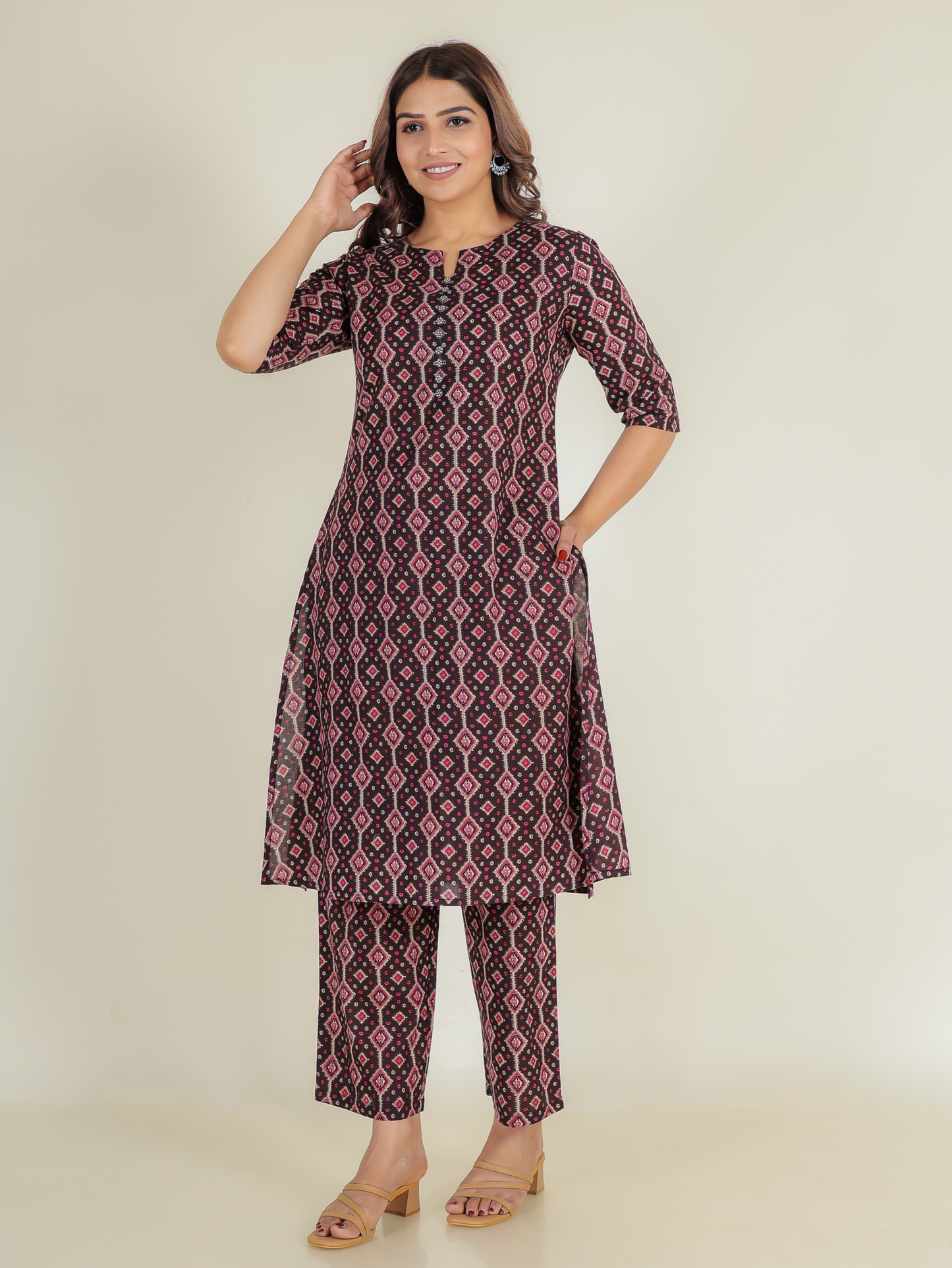 Soft Cotton Geometric Kurta