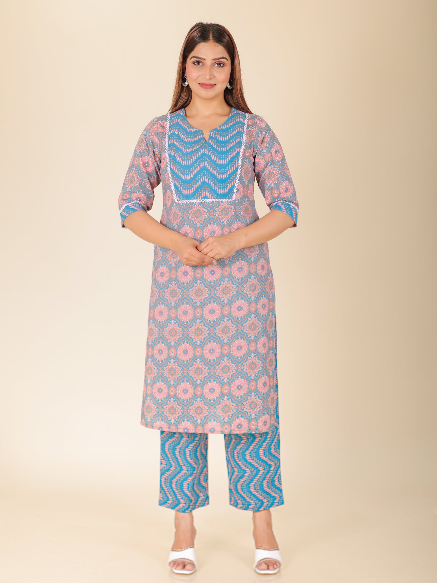 Soft Cotton Floral Straight Multicolor Kurta