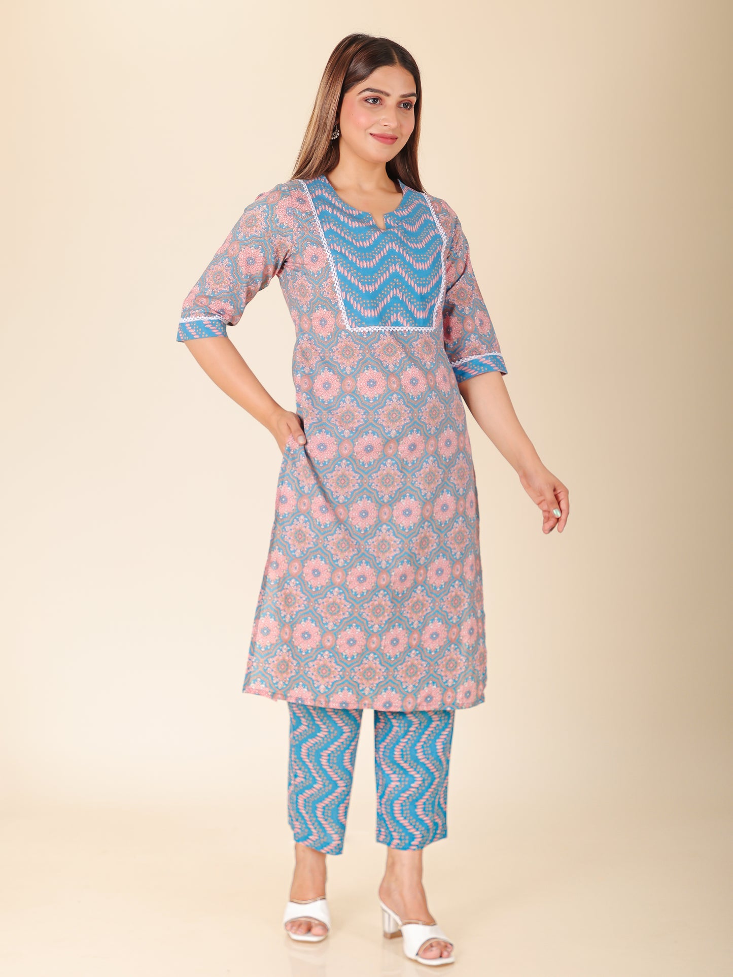 Soft Cotton Floral Straight Multicolor Kurta