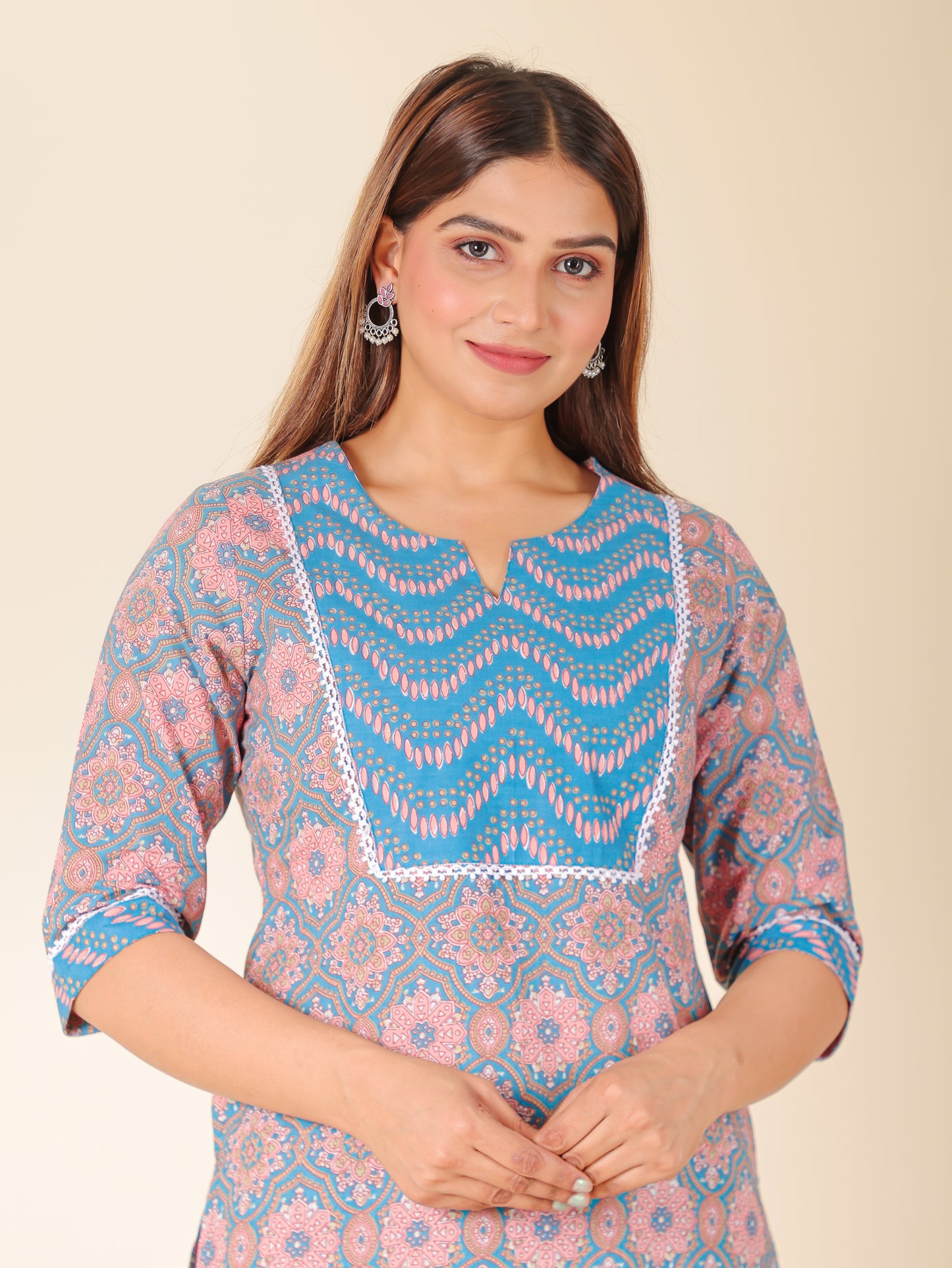 Soft Cotton Floral Straight Multicolor Kurta
