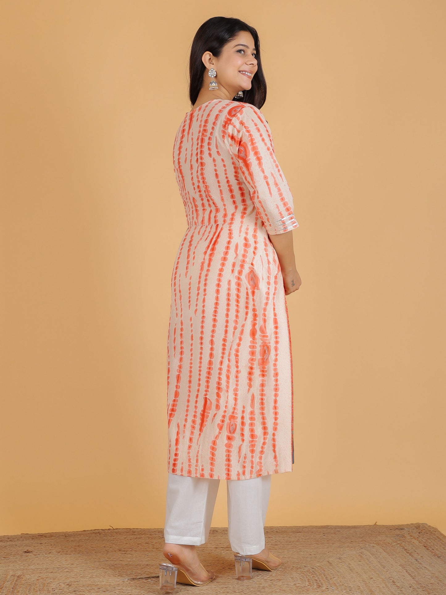 Soft Cotton Tie-Dye Straight Pink Kurta