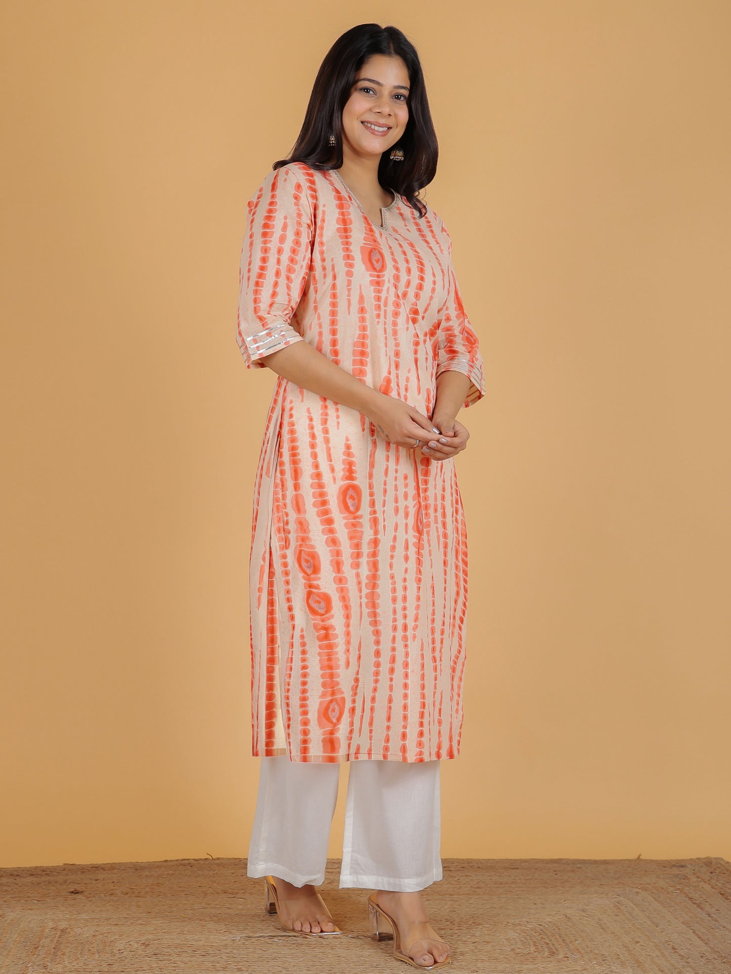 Soft Cotton Tie-Dye Straight Pink Kurta