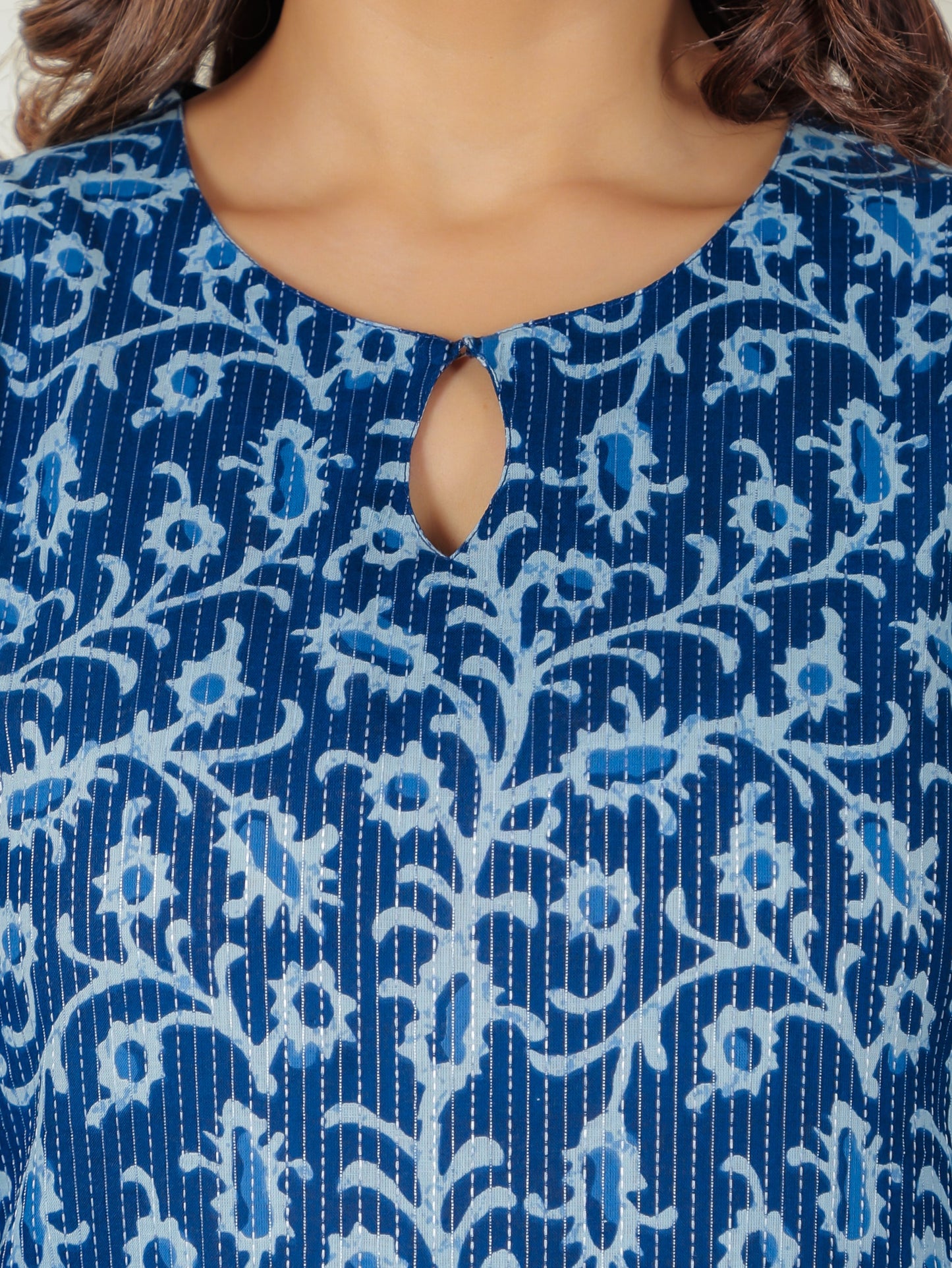 Kantha Cotton Floral Kurta