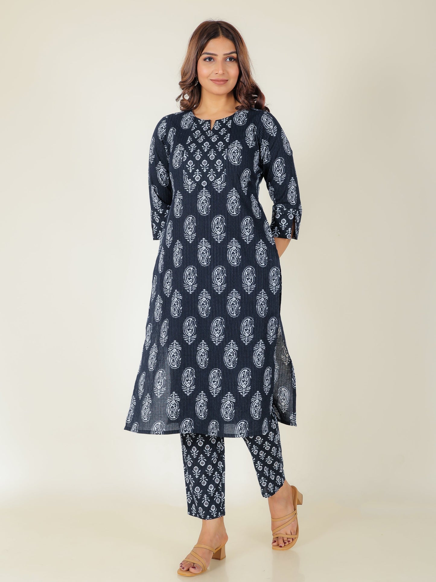 Kantha Cotton Paisley Kurta